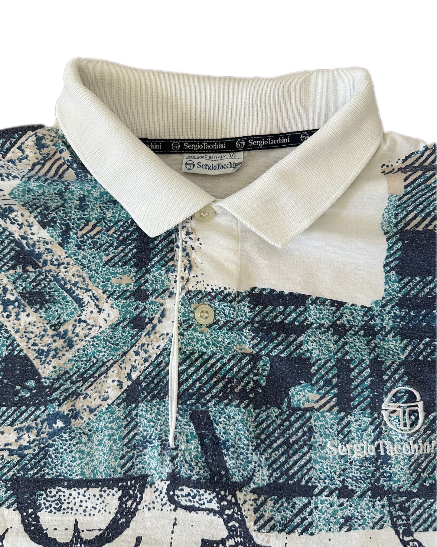 Sergio Tacchini 1992 Graphical Polo Shirt - VI / L