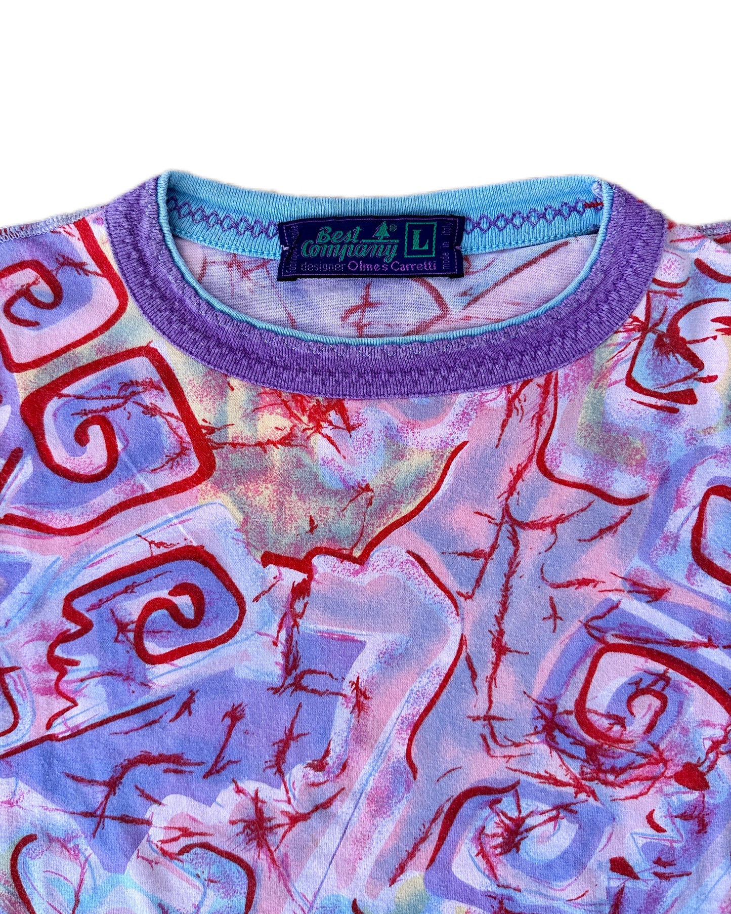 Best Company 1988 Vintage Purple/Red Allover Print T-Shirt - L - Made in Italy