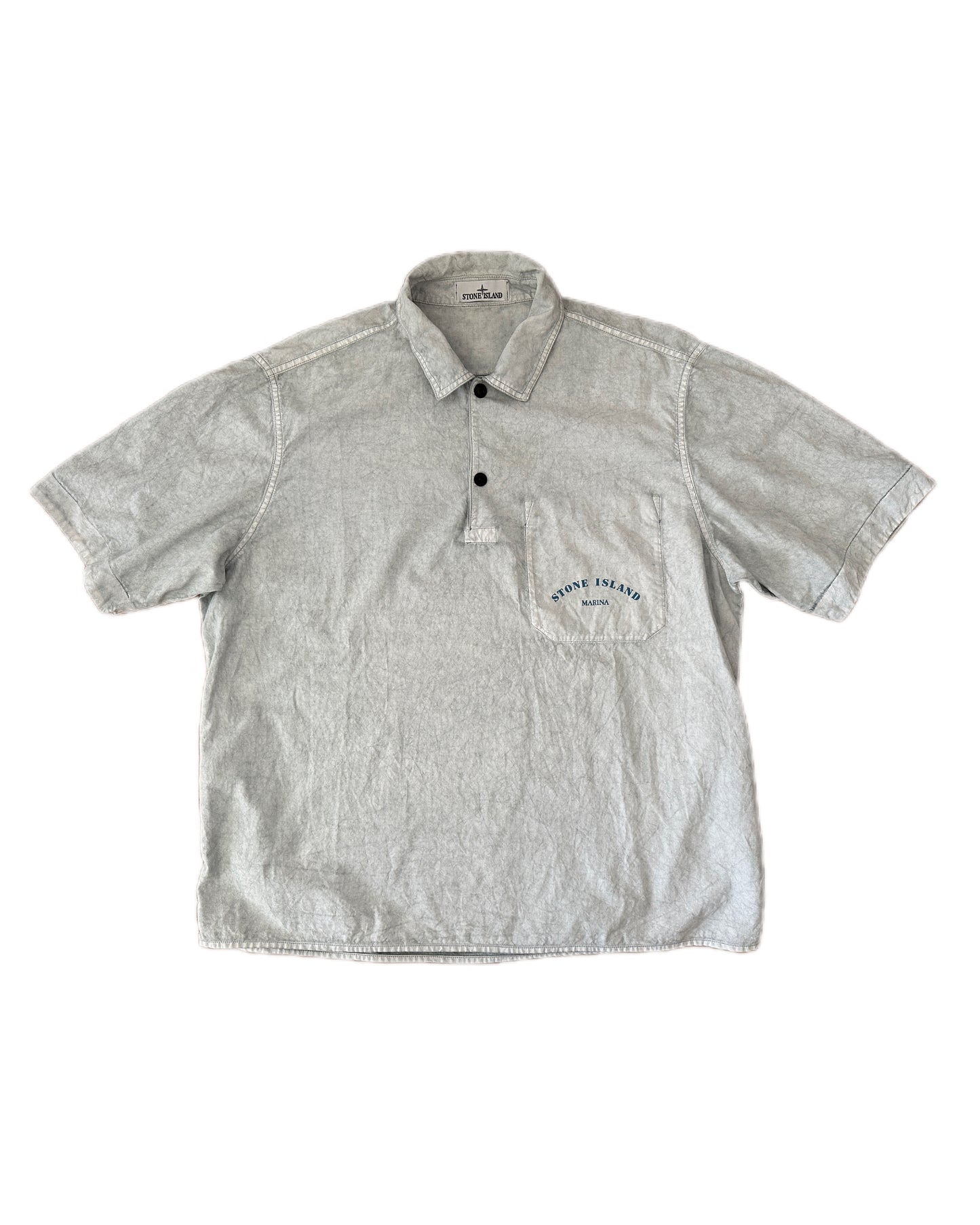 Stone Island Marina 2023 Reflective Print Overshirt Blue Polo Shirt - L - Made in Italy