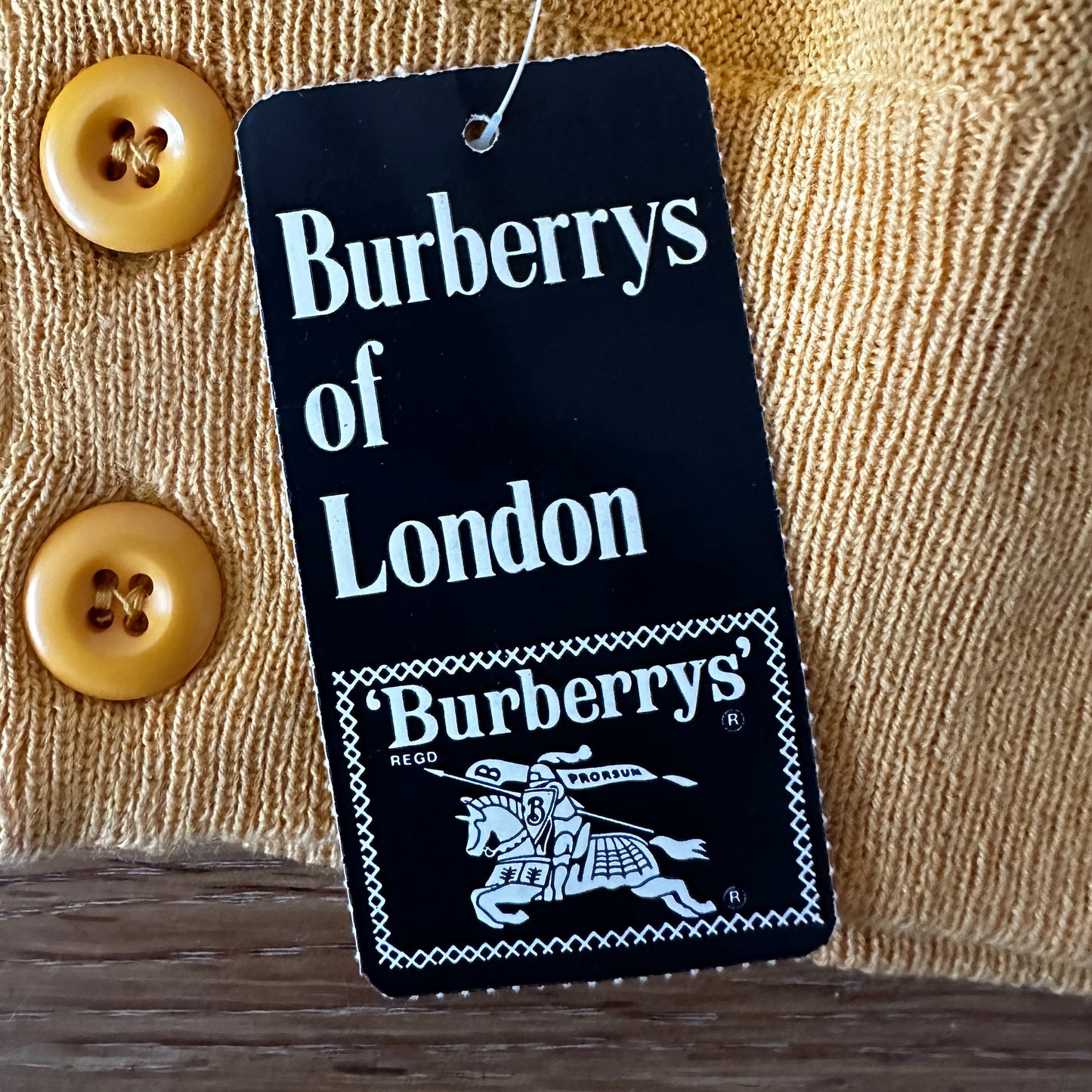 Burberrys Vintage 80s Cardigan Yellow - Deadstock - 8 / XXL - Made in Spain