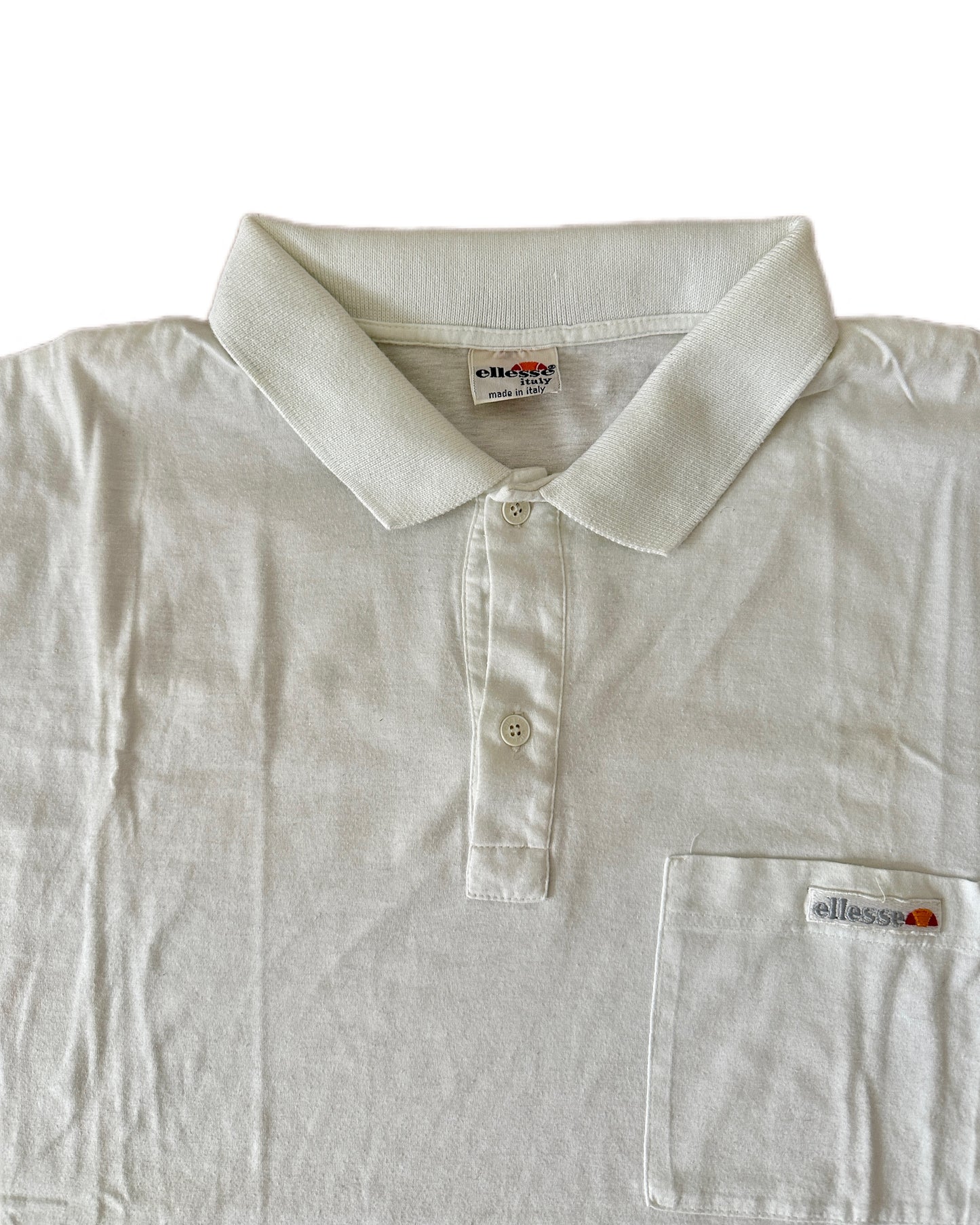 Ellesse Vintage 80s White Tennis Polo Shirt - M - Made in Italy