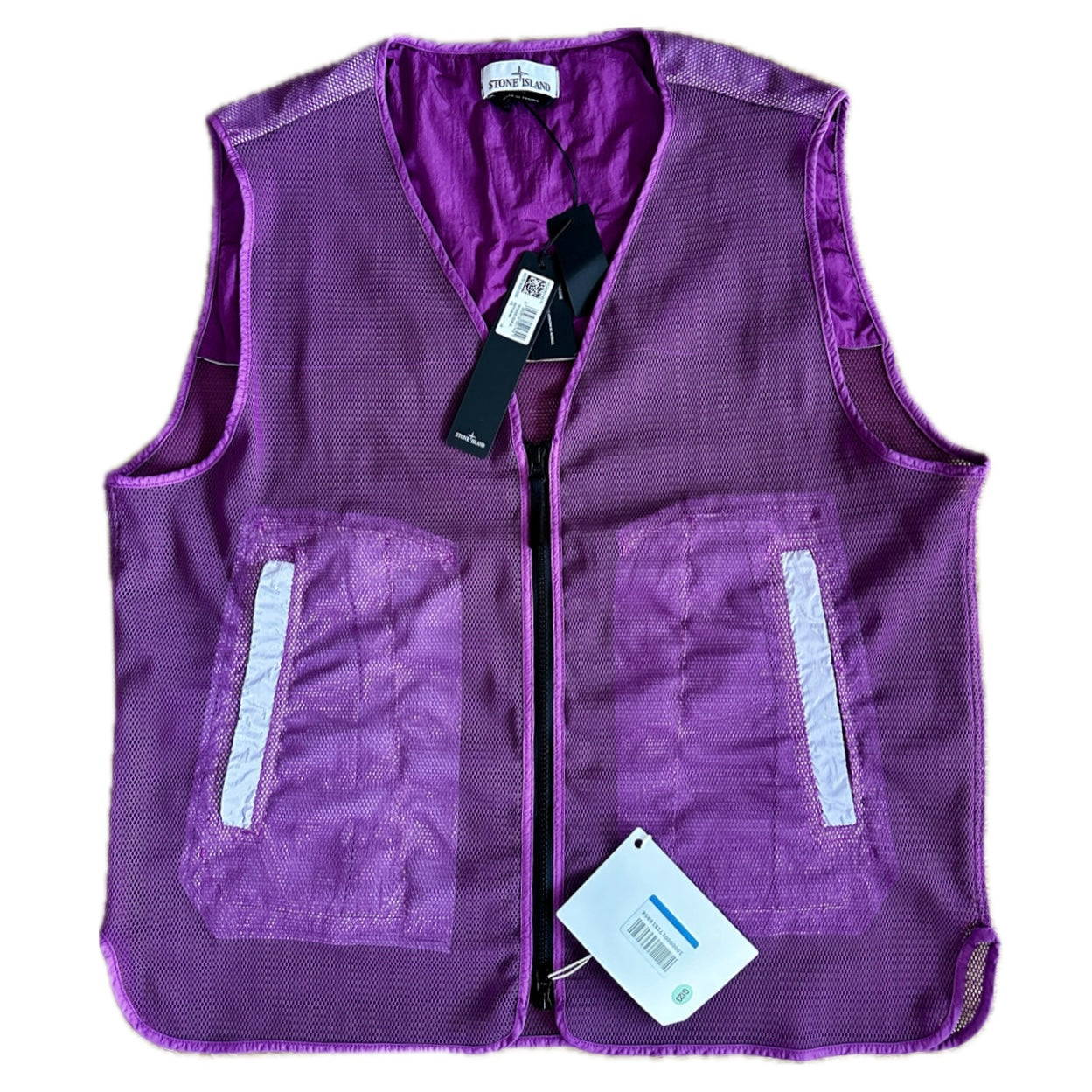 Stone Island Marina 2023 Nylon Mesh Rip Stop Prismatico Vest - Purple / BNWT - XL