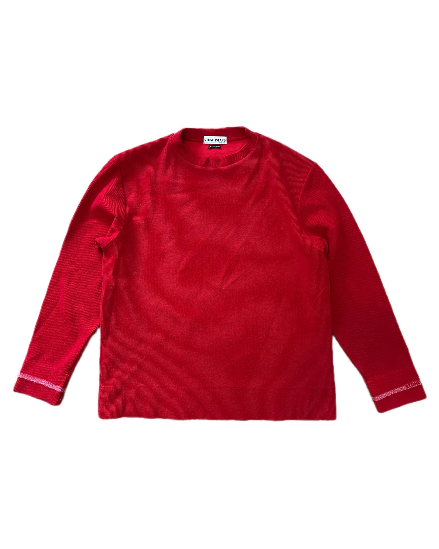 Stone Island 2000 Vintage Red Wool Knit Sweater - L - Made in Italy