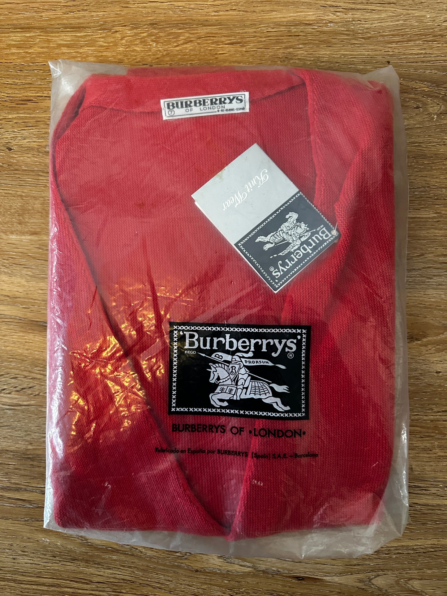 Burberrys Vintage 80s Cardigan Red - Deadstock - 7 / XL - Made in Spain