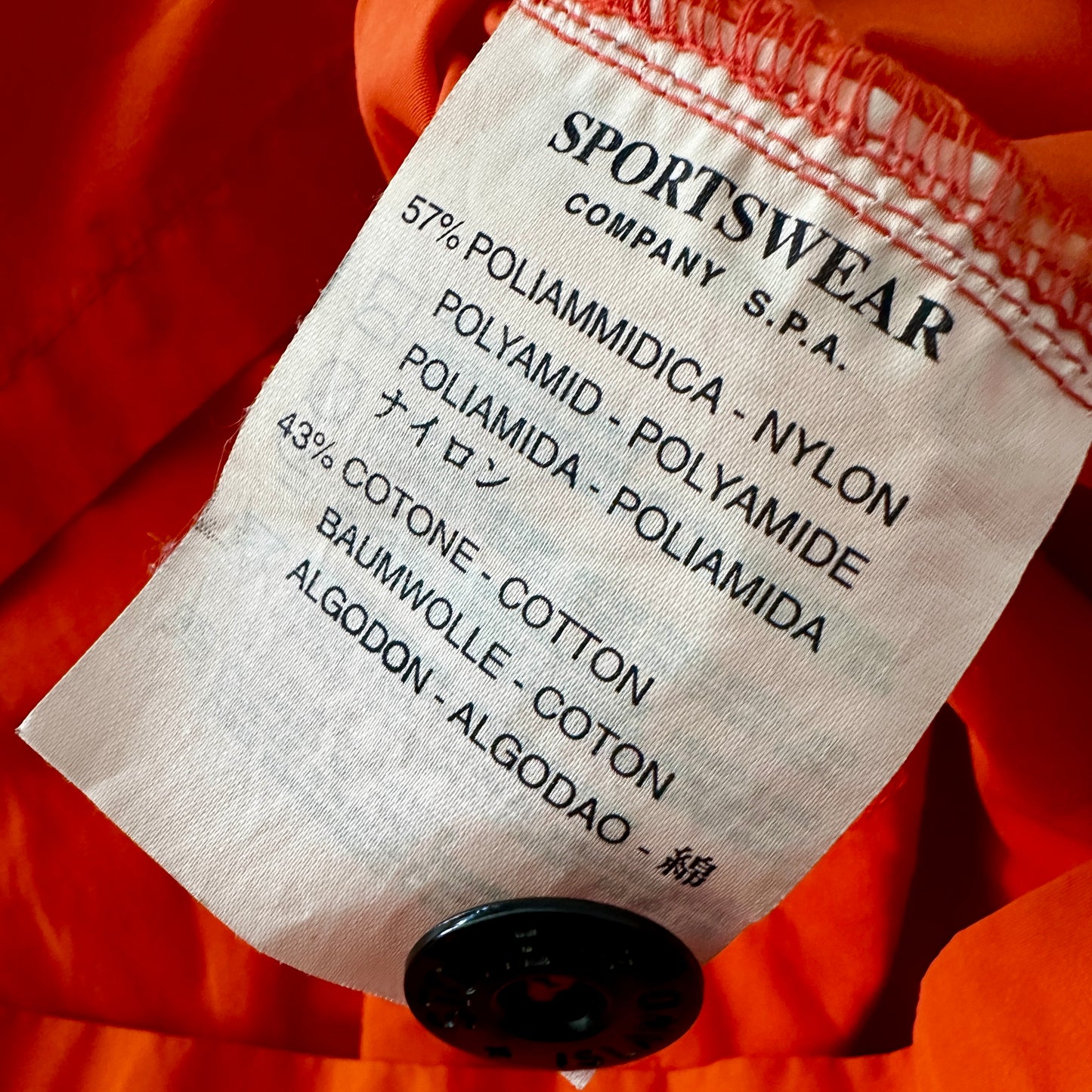 Stone Island 1998 Orange Soft Shell Windbreaker Jacket - L - Made in Italy