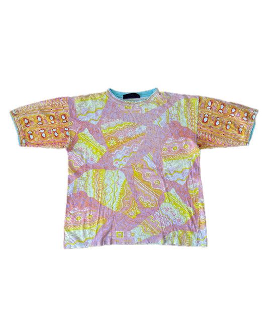 Best Company 1988 Vintage Rose/Yellow Allover Print T-Shirt - L - Made in Italy