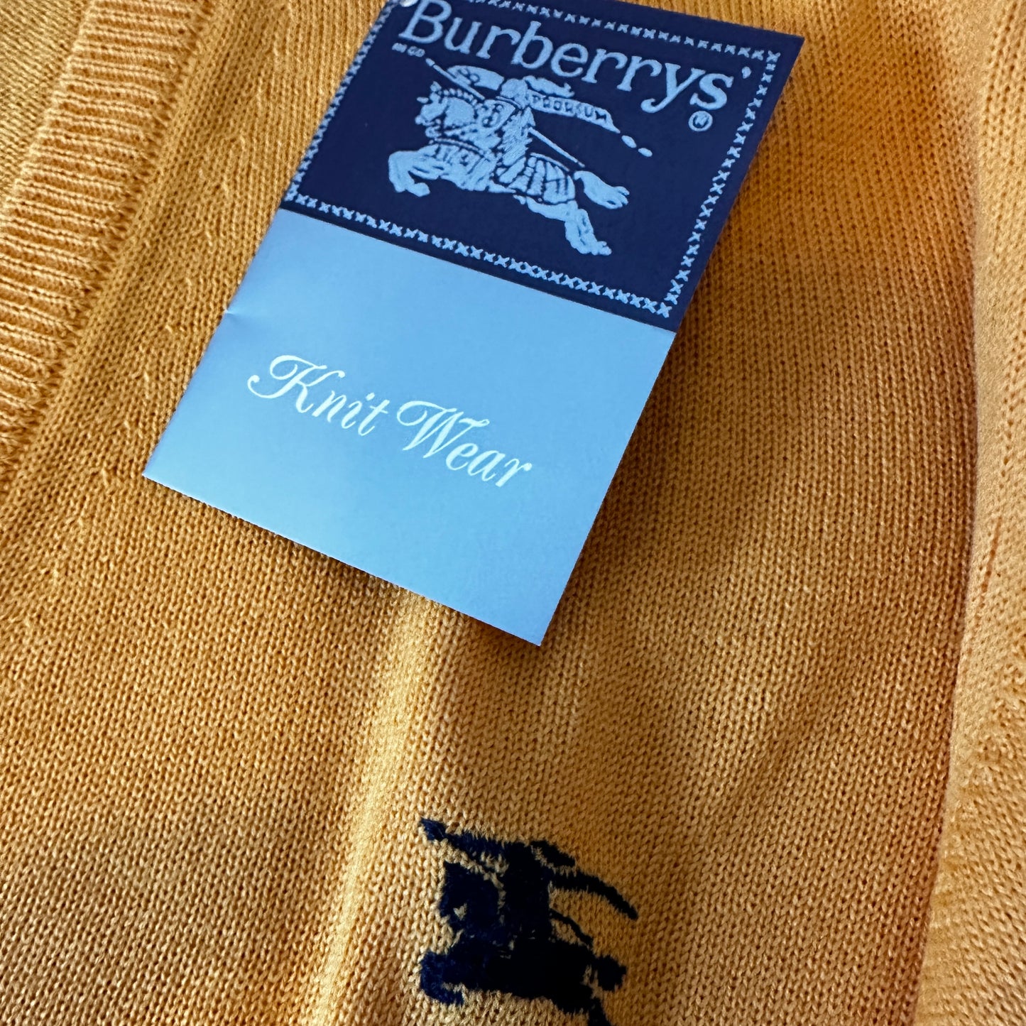Burberrys Vintage 80s V-Neck Sweater - Deadstock - 7 / XL - Made in Spain