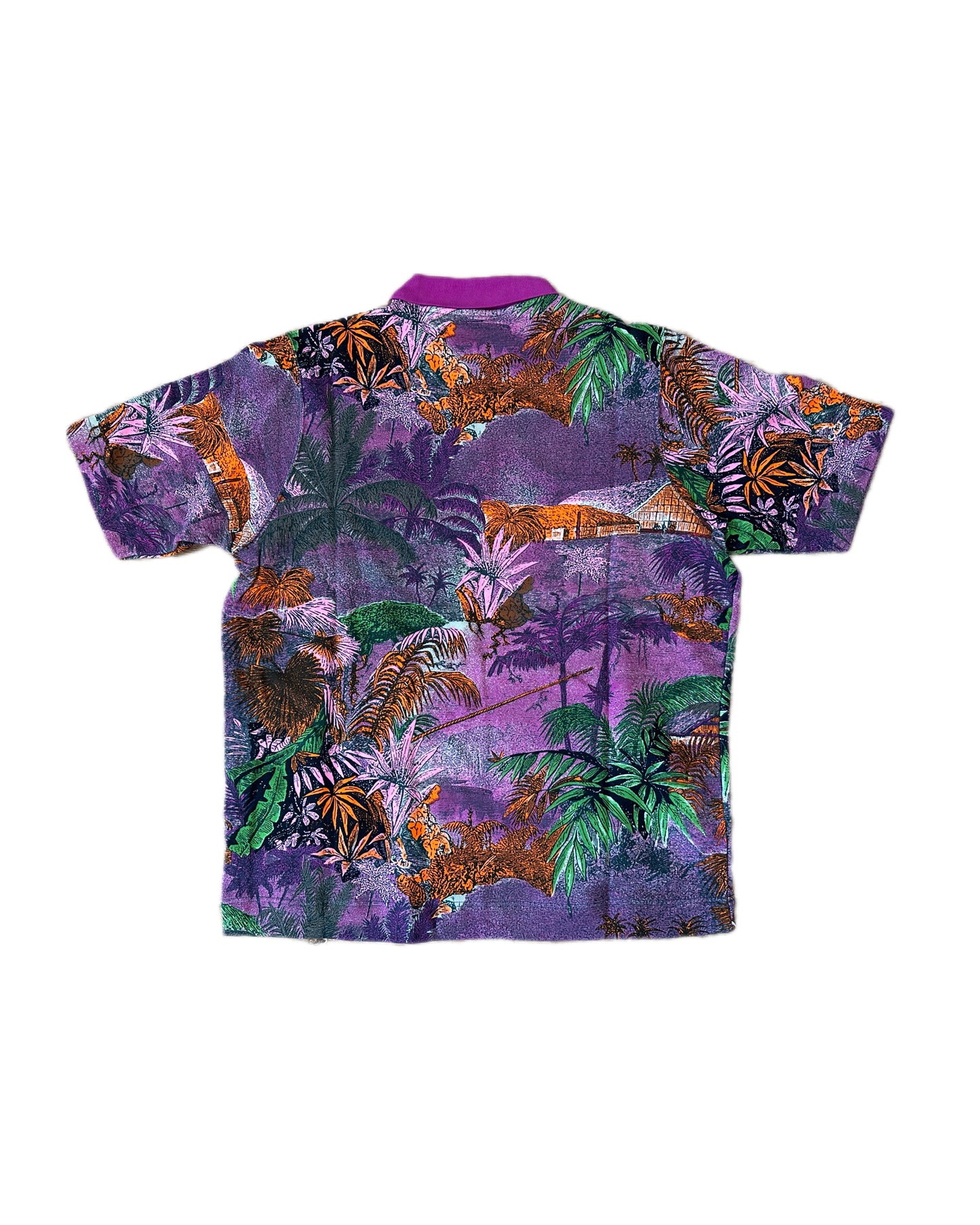 American System Vintage 1987 Floral Allover Print Polo Shirt - XL - Made in Italy