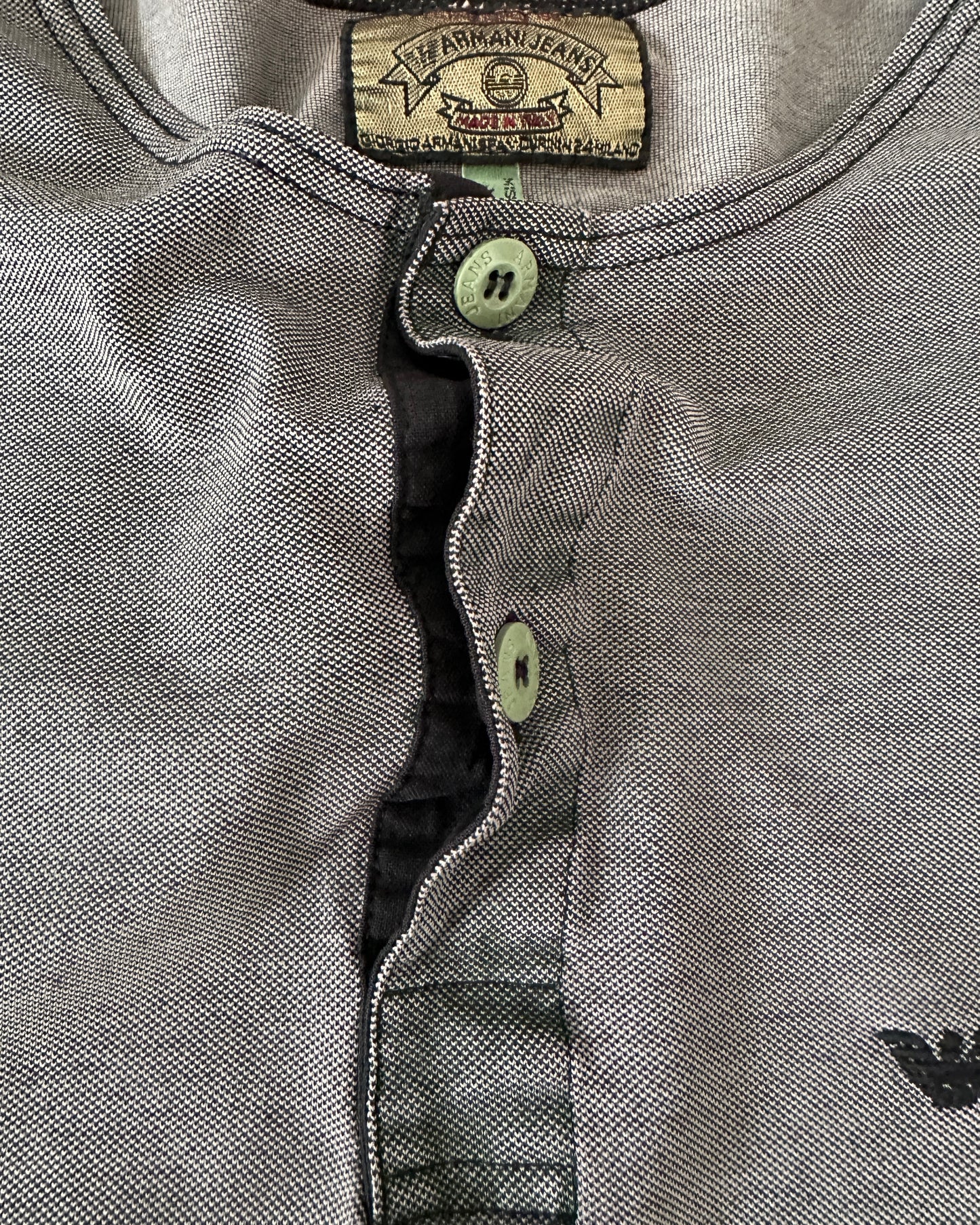 Armani Jeans Vintage 80s Henley T-Shirt - XL - Made in Italy