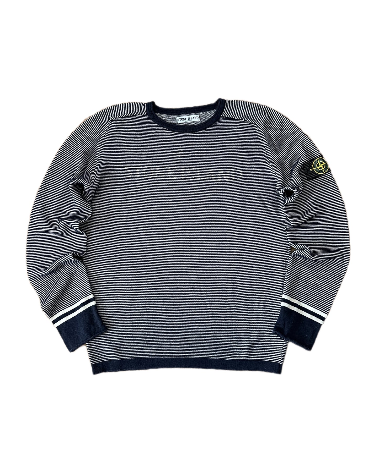 Stone Island 2009 Holographic Logo Mesh Badge 3D Knit Sweatshirt - L - Made in Italy