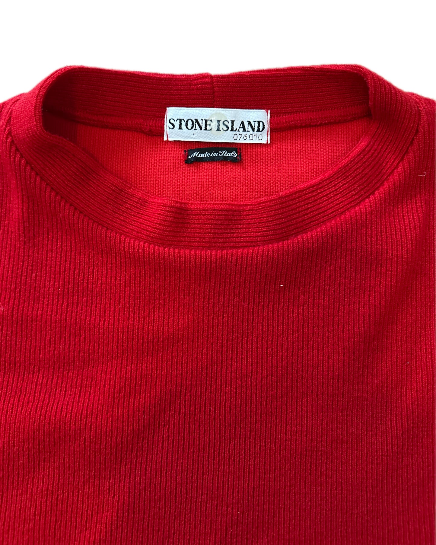 Stone Island 2000 Vintage Red Wool Knit Sweater - L - Made in Italy