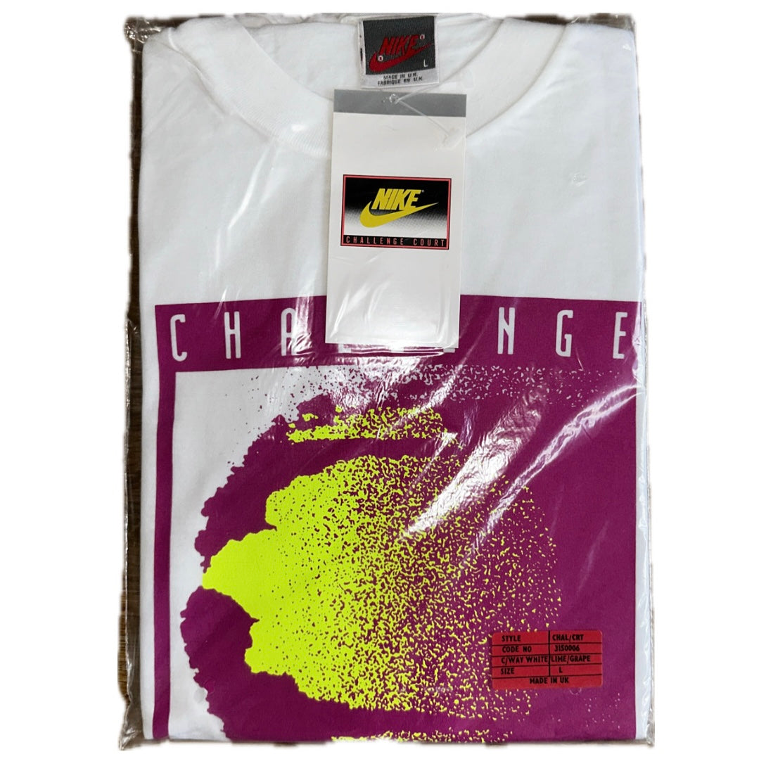 Nike 1990 Vintage Deadstock Andre Agassi Challenge Court White T-Shirt - L - Made in U.K.