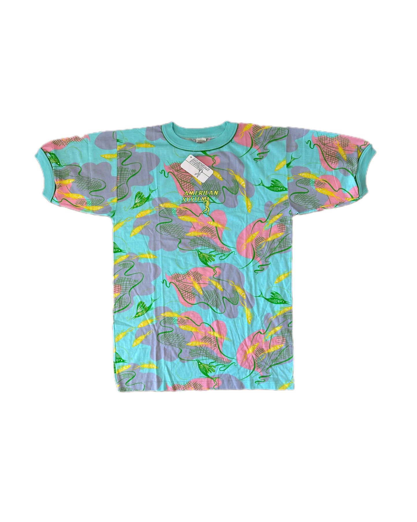 American System 1987 Vintage Sea Allover Print T-Shirt - L - Made in Italy