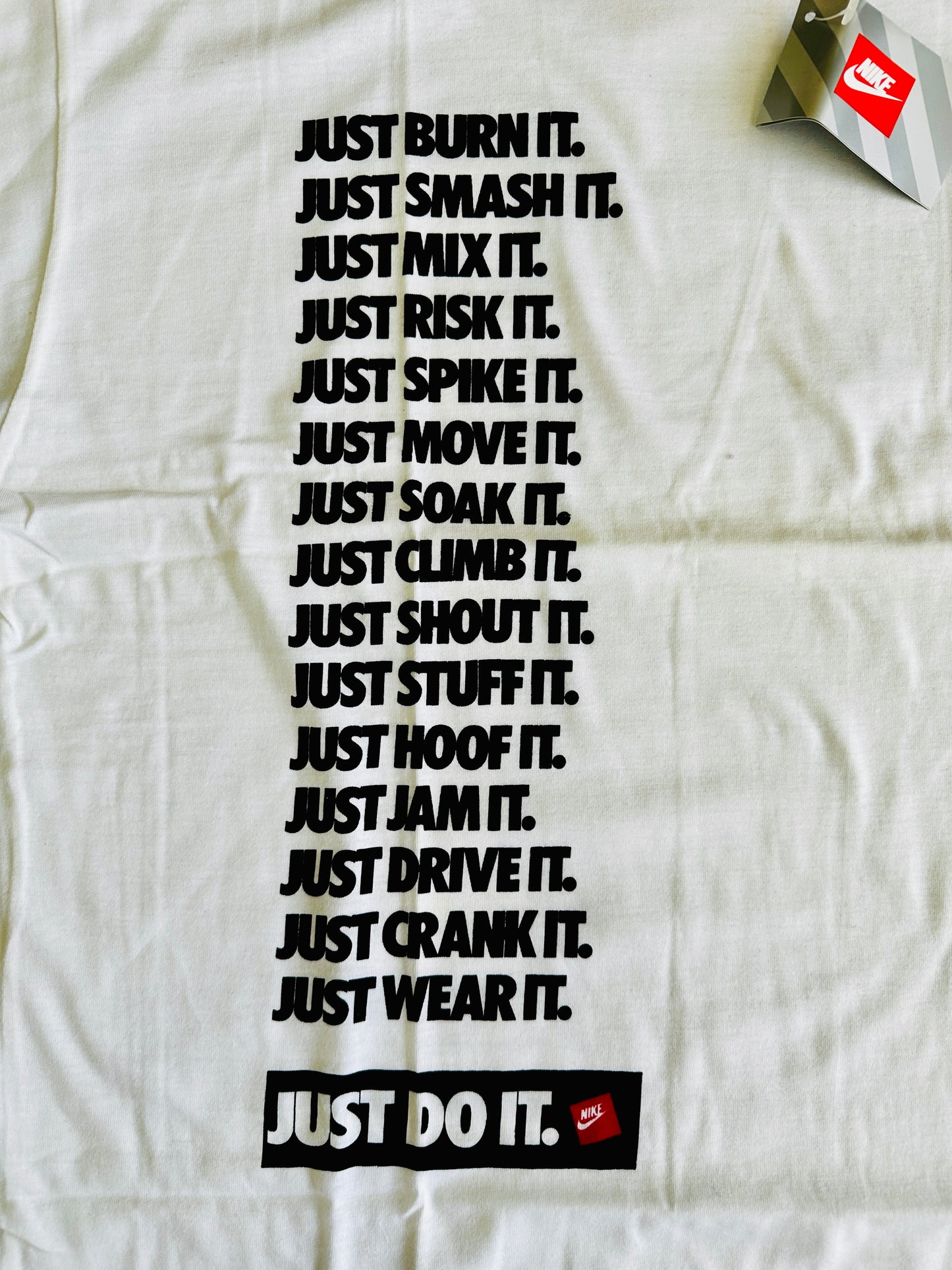 Nike 1988 Vintage Just Burn It Sample T-Shirt - White - L - Made in Portugal