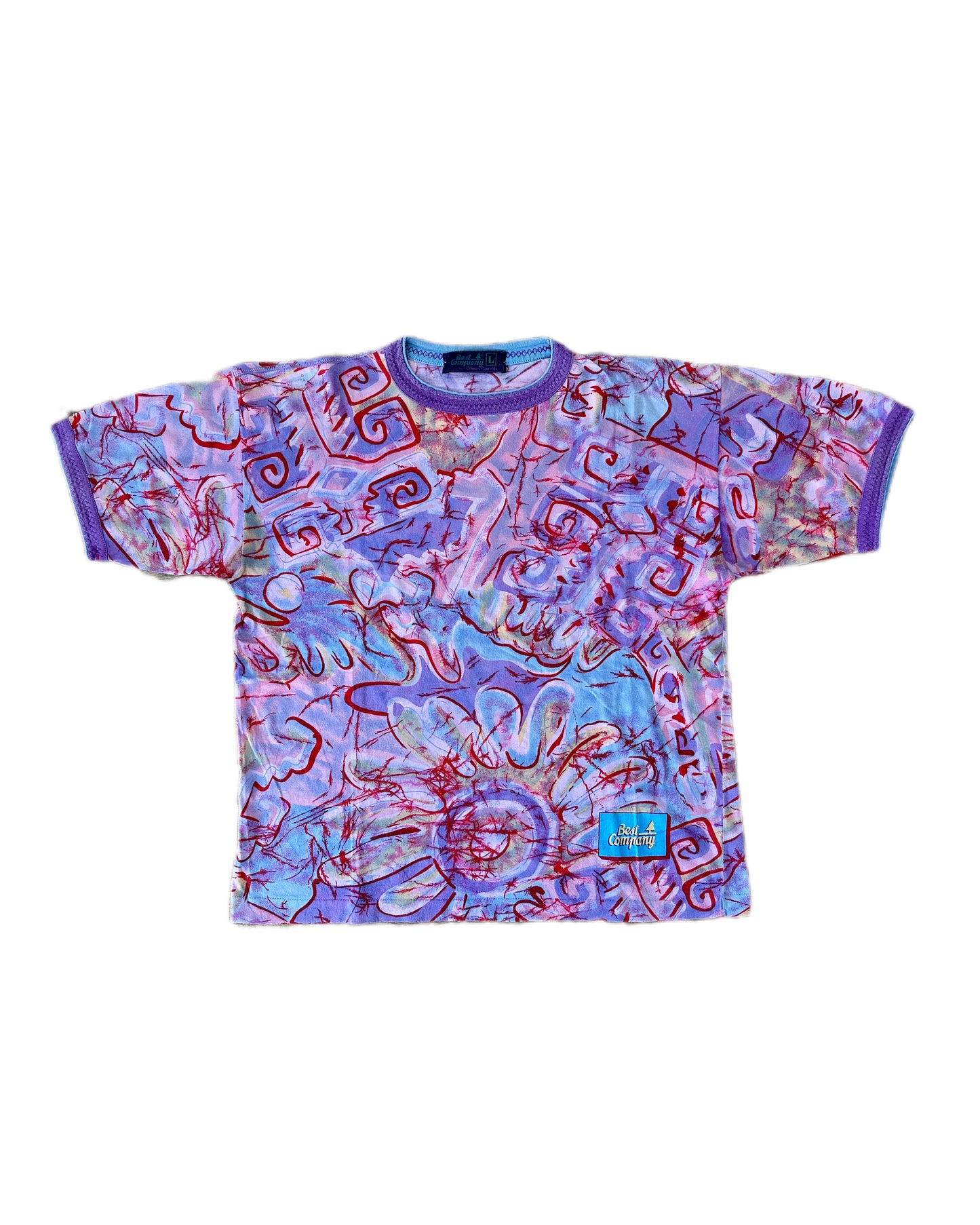Best Company 1988 Vintage Purple/Red Allover Print T-Shirt - L - Made in Italy