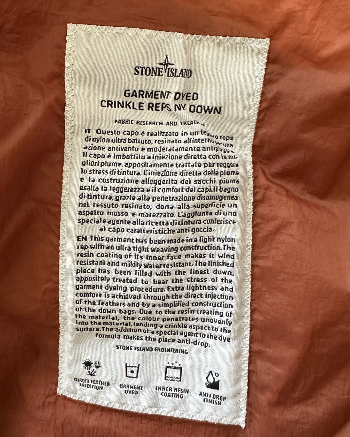 Stone Island 2019 Garment Dyed Down Puffer Jacket - L