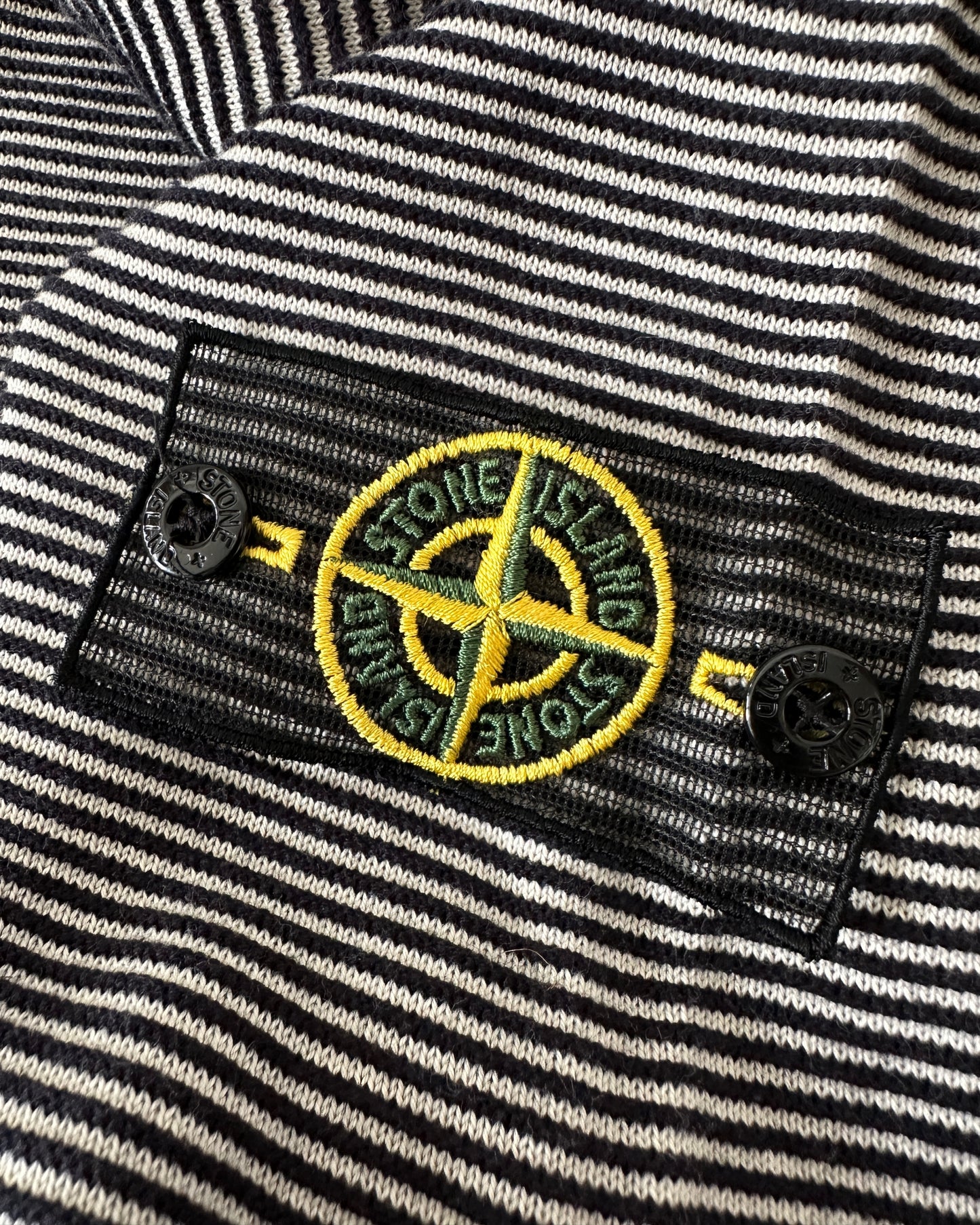 Stone Island 2009 Holographic Logo Mesh Badge 3D Knit Sweatshirt - L - Made in Italy