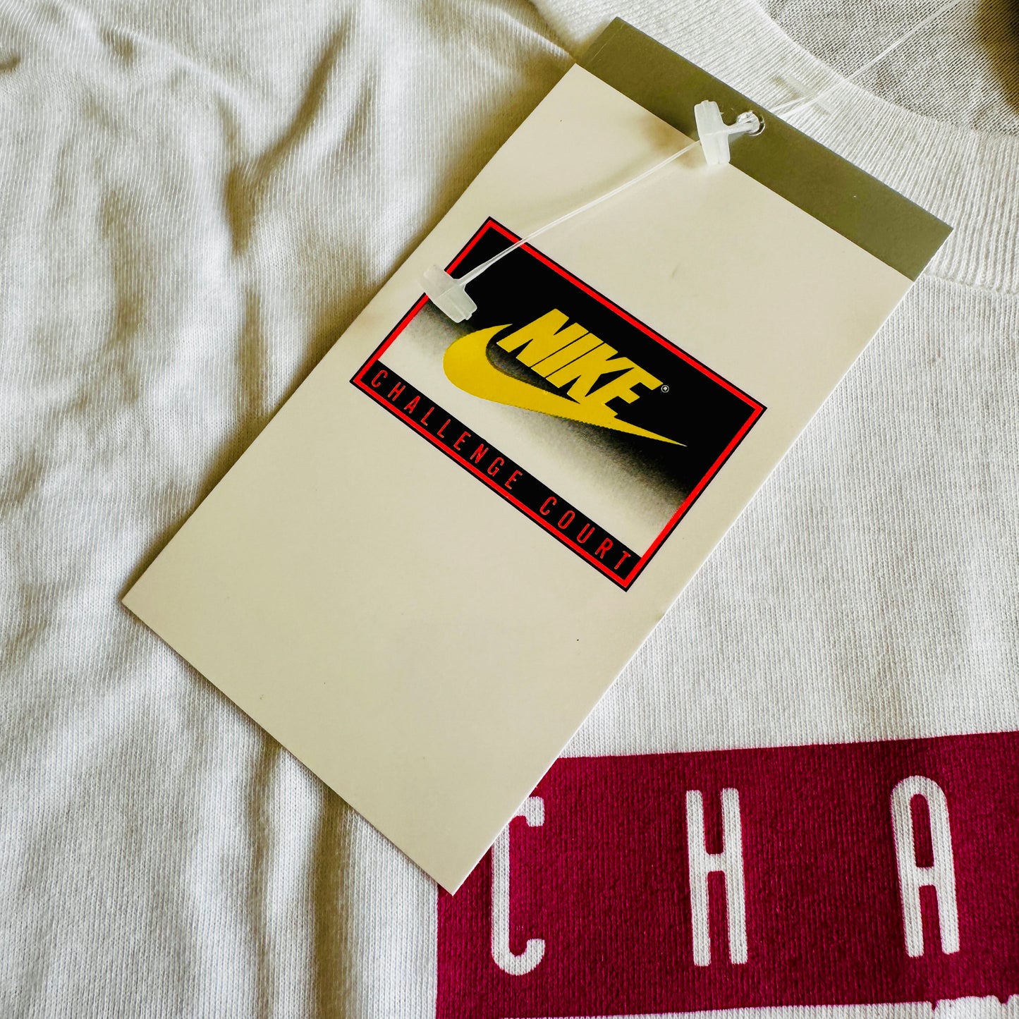 Nike 1990 Vintage Deadstock Andre Agassi Challenge Court White T-Shirt - L - Made in U.K.