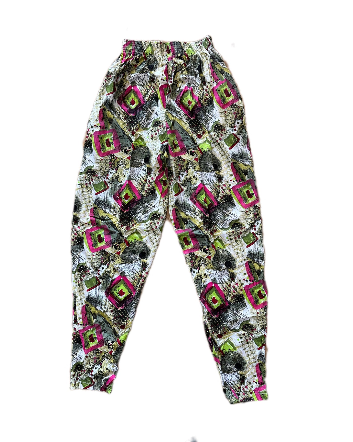 Firebird California USA Vintage 90s Bodybuilding Pants - Olive Graphic Pattern