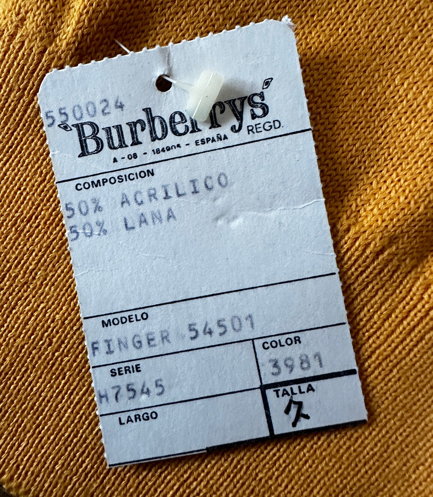 Burberrys Vintage 80s V-Neck Sweater - Deadstock - 7 / XL - Made in Spain