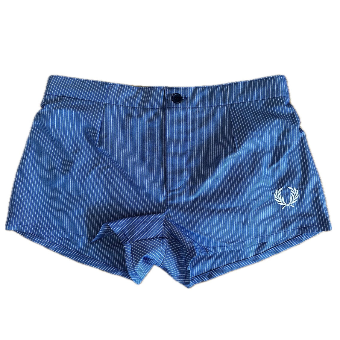 Fred Perry 80s Vintage Navy Pinstripe Shorts - 3 / S - Made in Spain