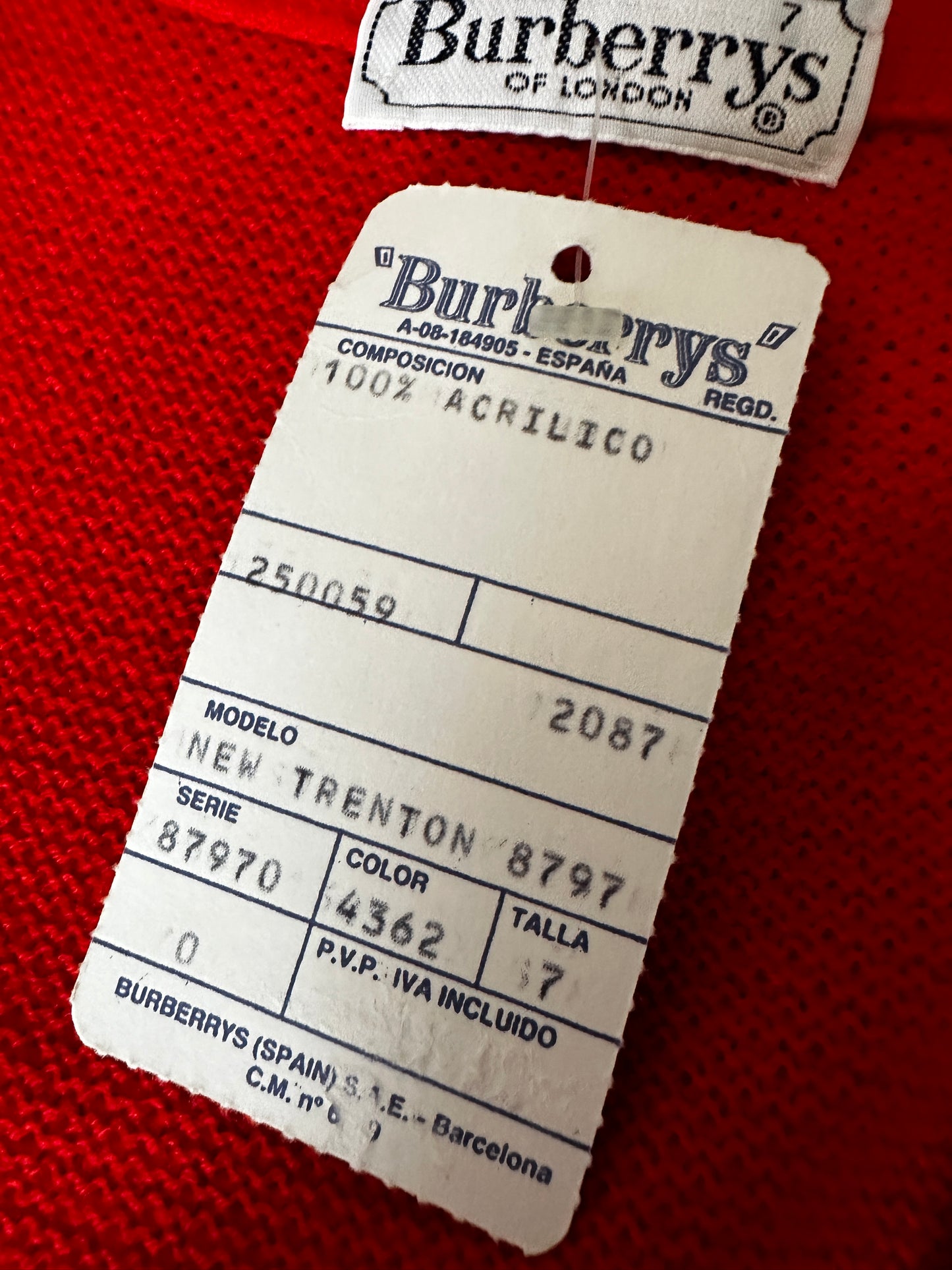 Burberrys Vintage 80s Knit Cardigan Red - Deadstock - 7 / XL - Made in Spain