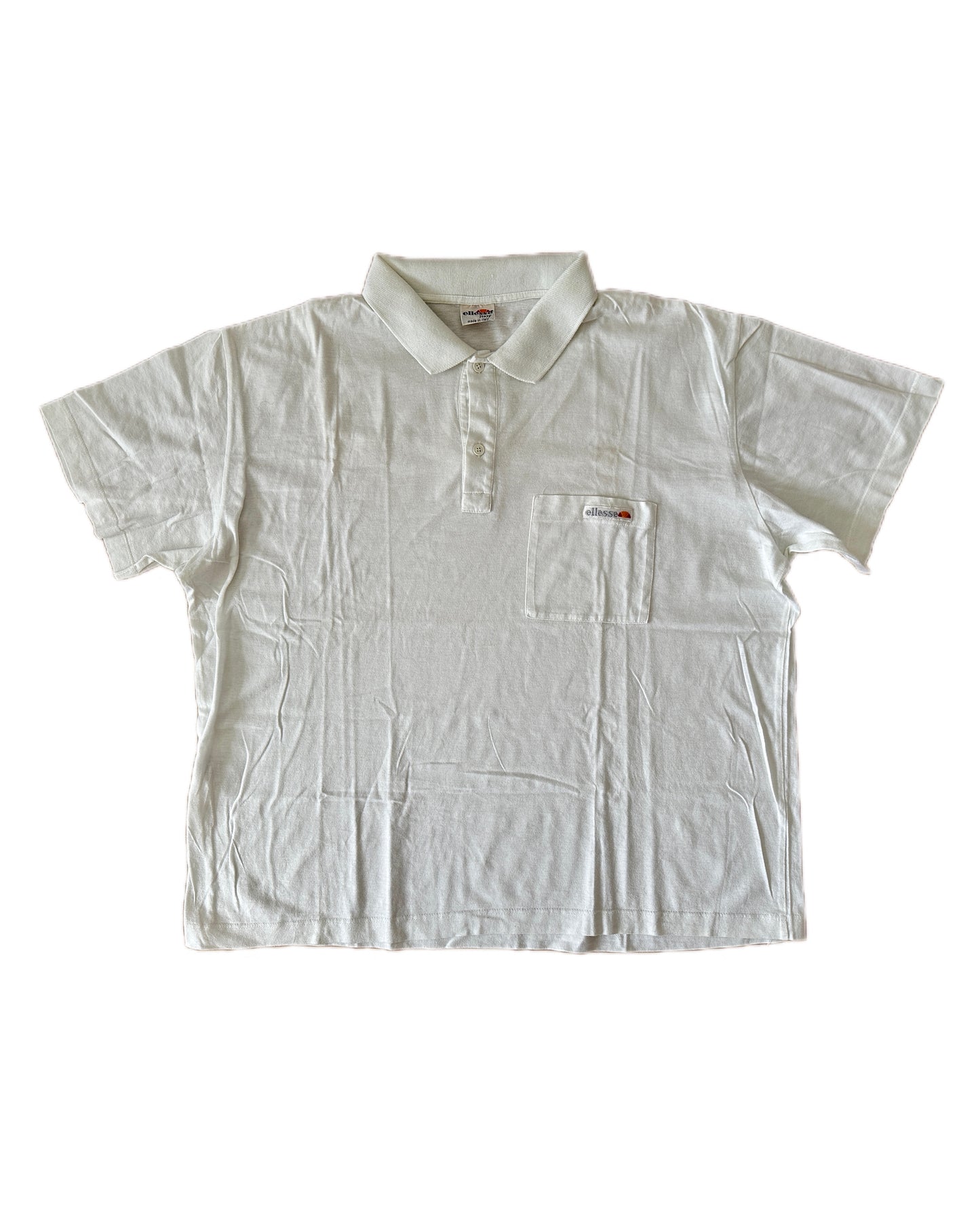 Ellesse Vintage 80s White Tennis Polo Shirt - M - Made in Italy