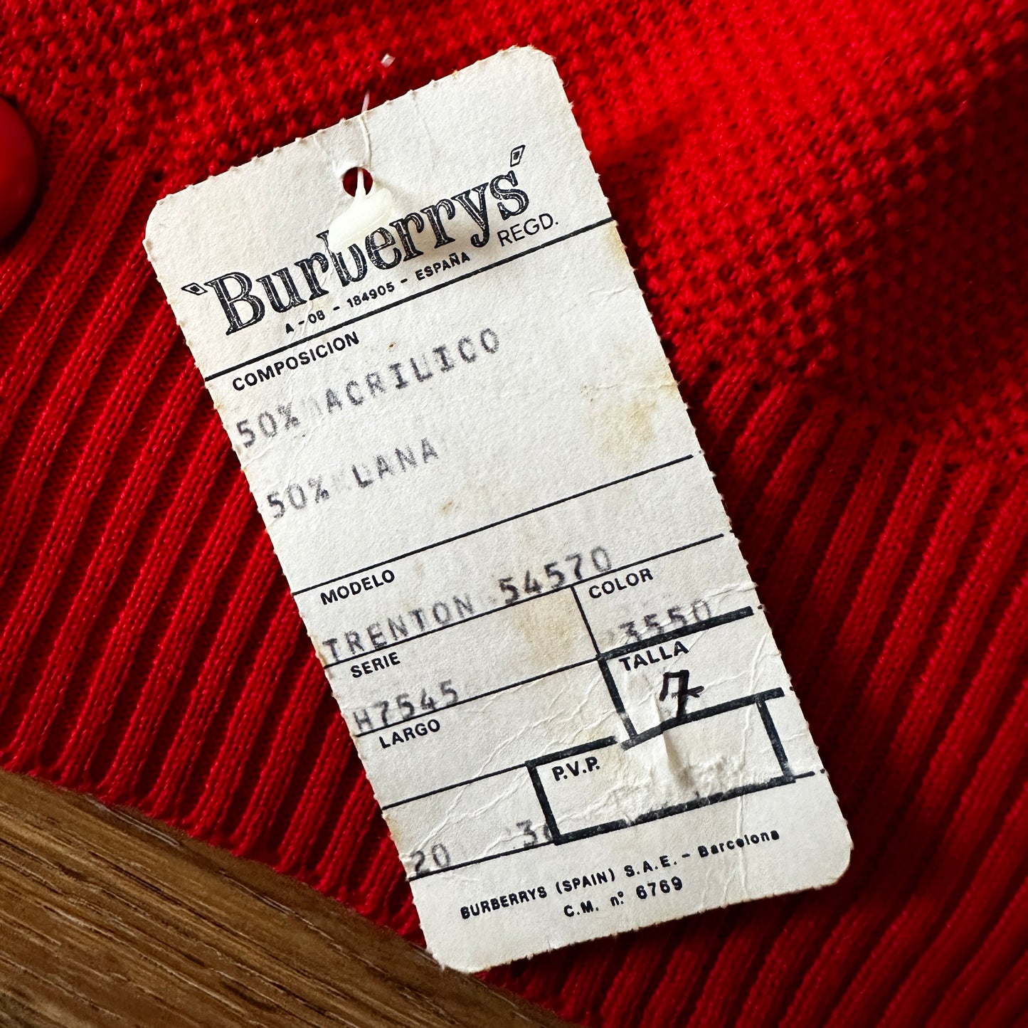 Burberrys Vintage 80s Golf Club Cardigan Red - Deadstock - 7 / XL - Made in Spain