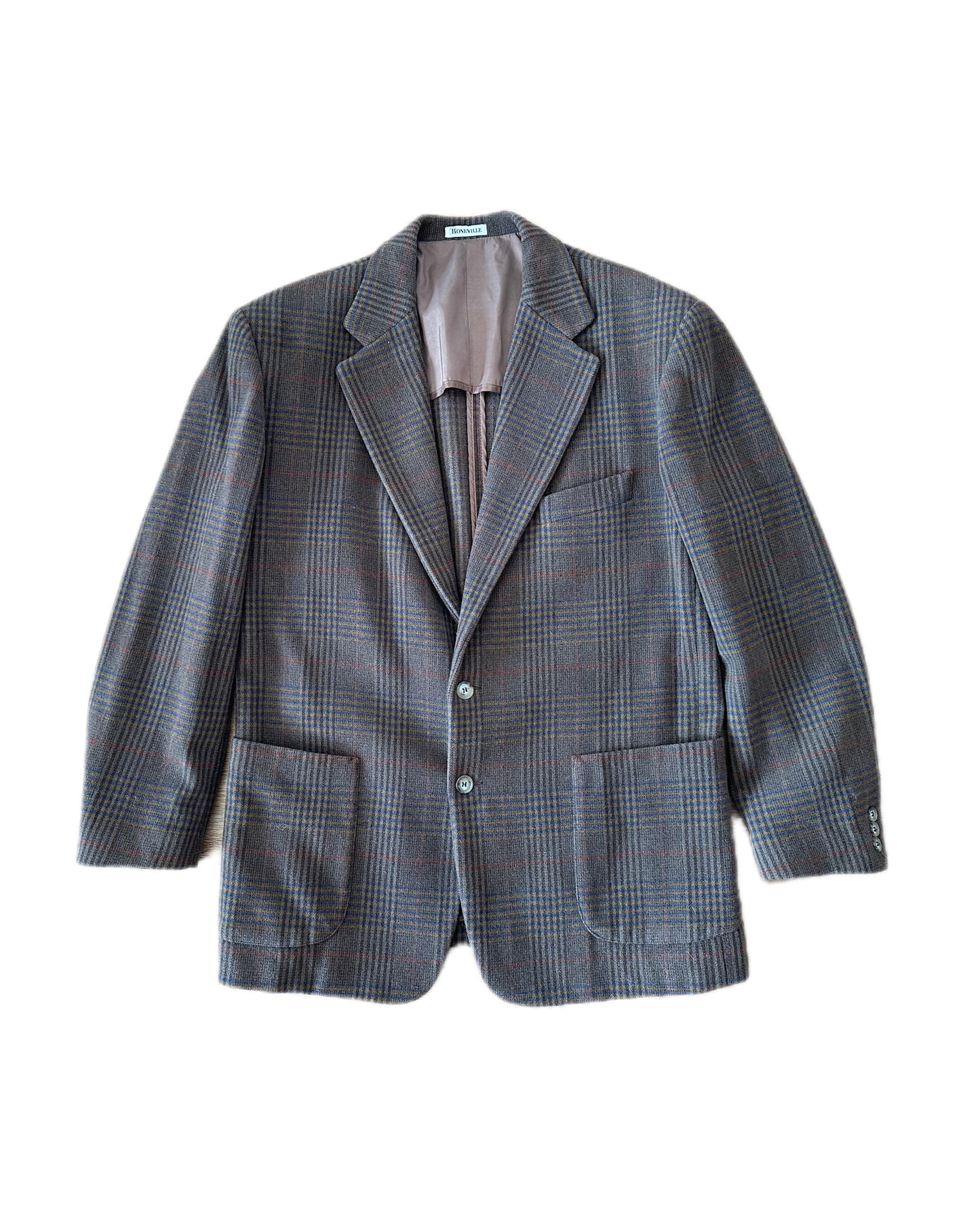 Boneville 80s Vintage Plaid Wool Blazer 50 / M - Made in Italy