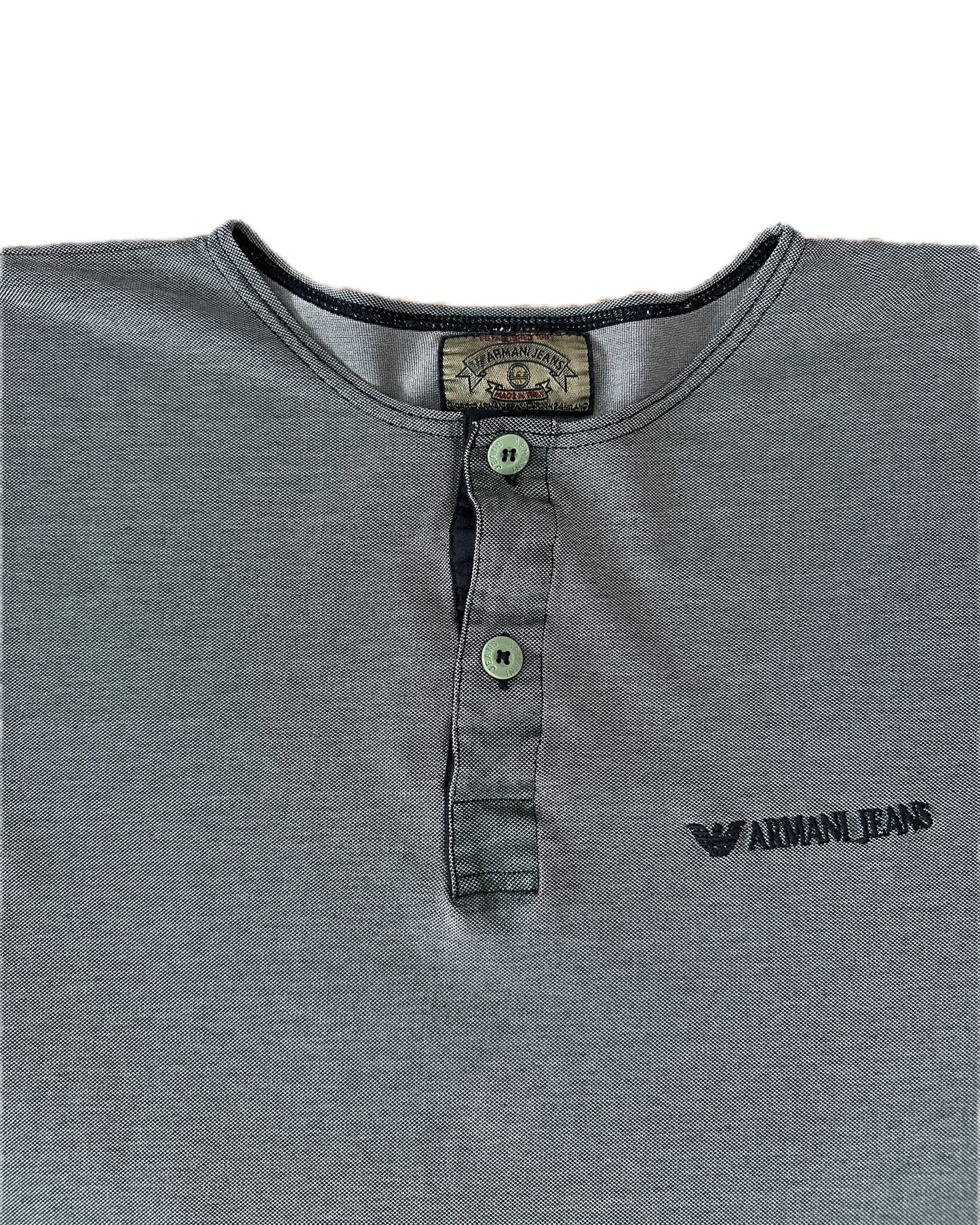 Armani Jeans Vintage 80s Henley T-Shirt - XL - Made in Italy