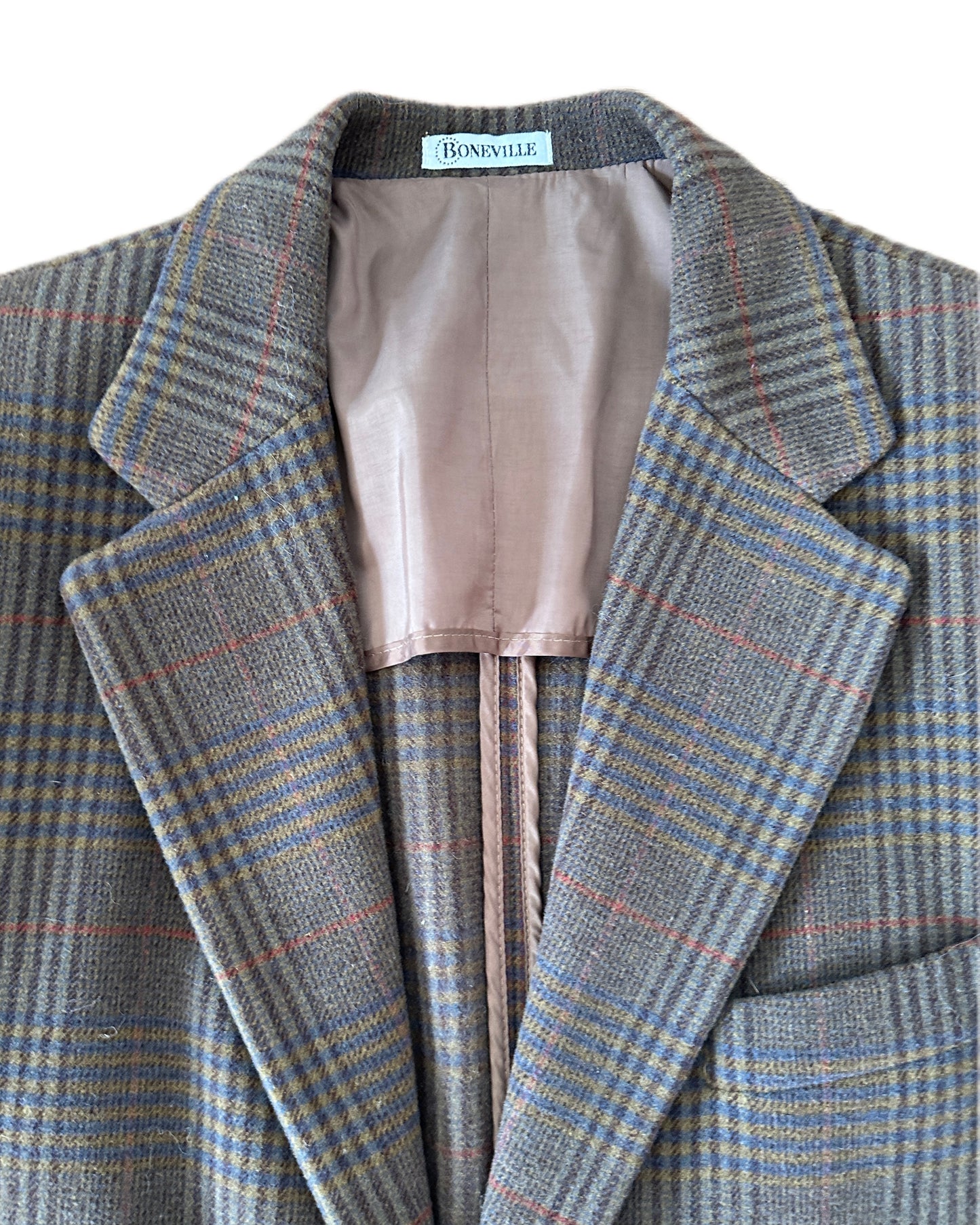 Boneville 80s Vintage Plaid Wool Blazer 50 / M - Made in Italy