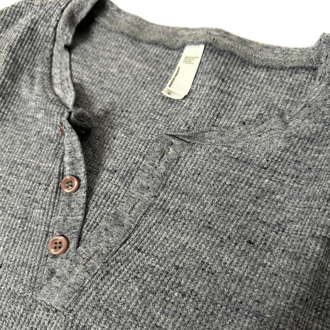 American Apparel Henley Longsleeve Shirt - XL - Made in USA