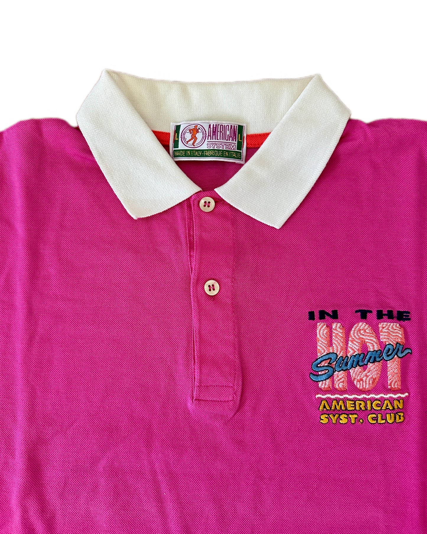 American System 1987 Vintage Hot in the Summer Polo Shirt - L - Made in Italy