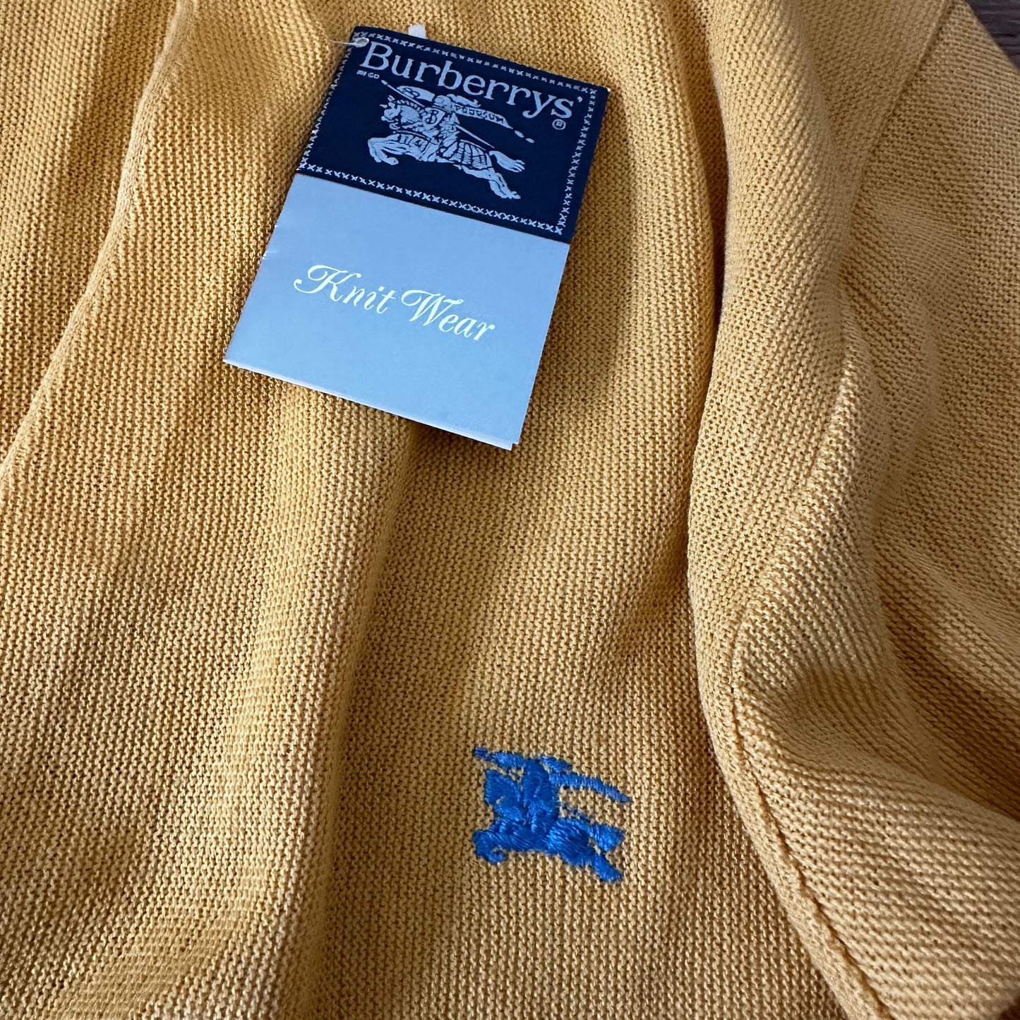 Burberrys Vintage 80s Cardigan Yellow - Deadstock - 8 / XXL - Made in Spain