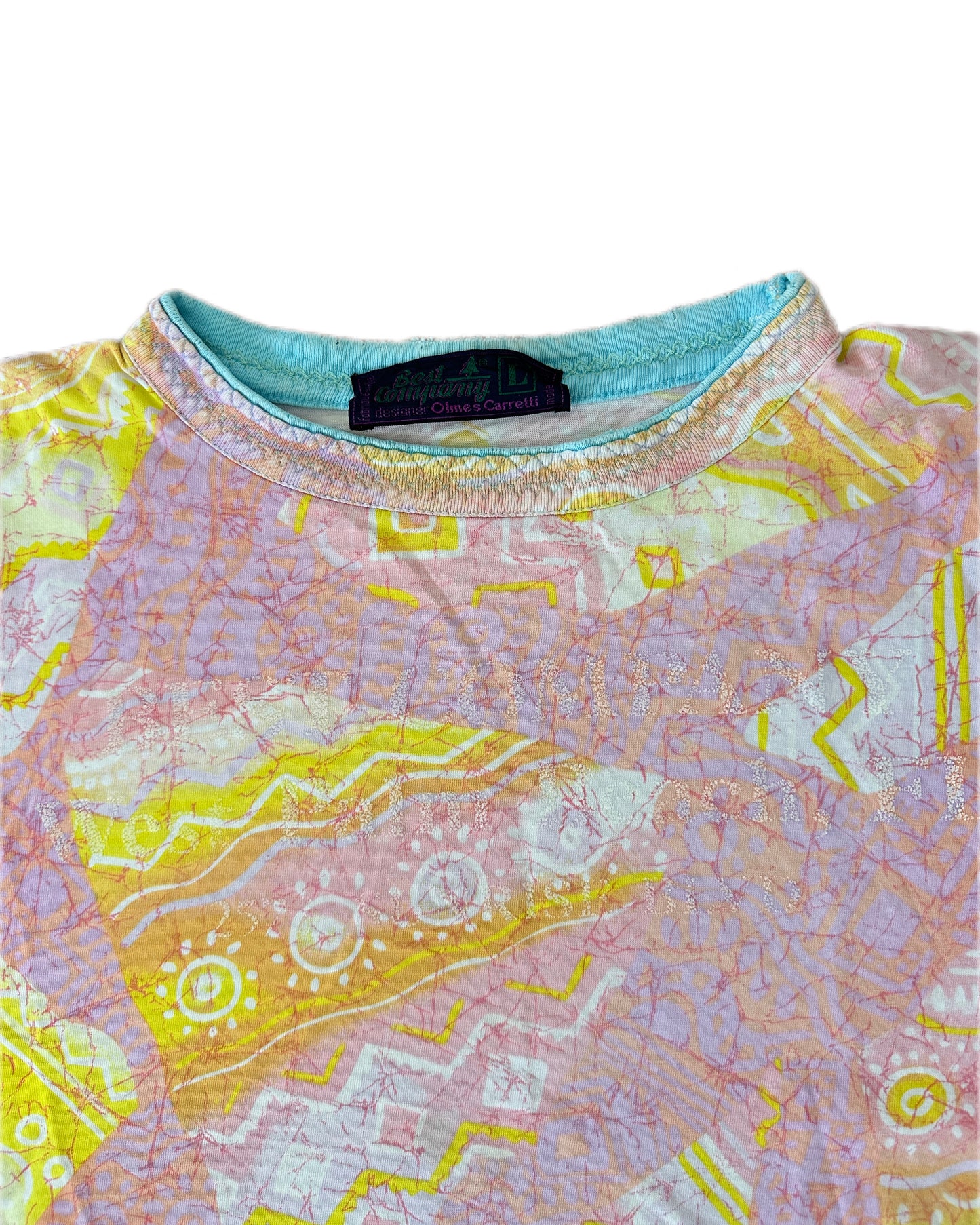 Best Company 1988 Vintage Rose/Yellow Allover Print T-Shirt - L - Made in Italy