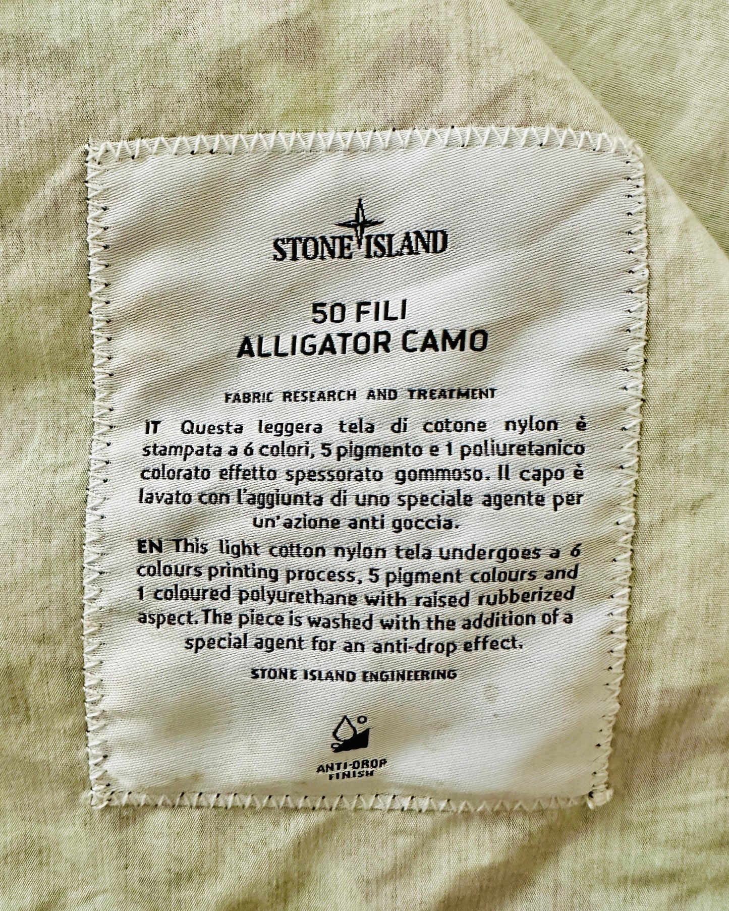 Stone Island 2018 Alligator Camo 50 Fili Jacket - L - Made in Italy