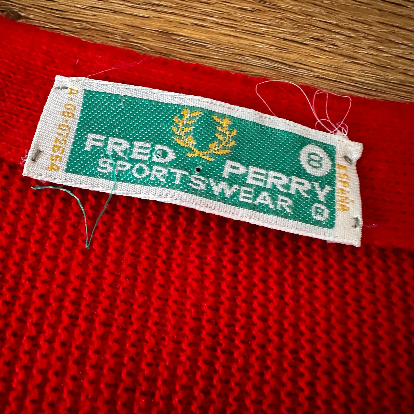 Fred Perry Vintage 80s Red Cardigan - Deadstock - 8 / XXL - Made in Spain