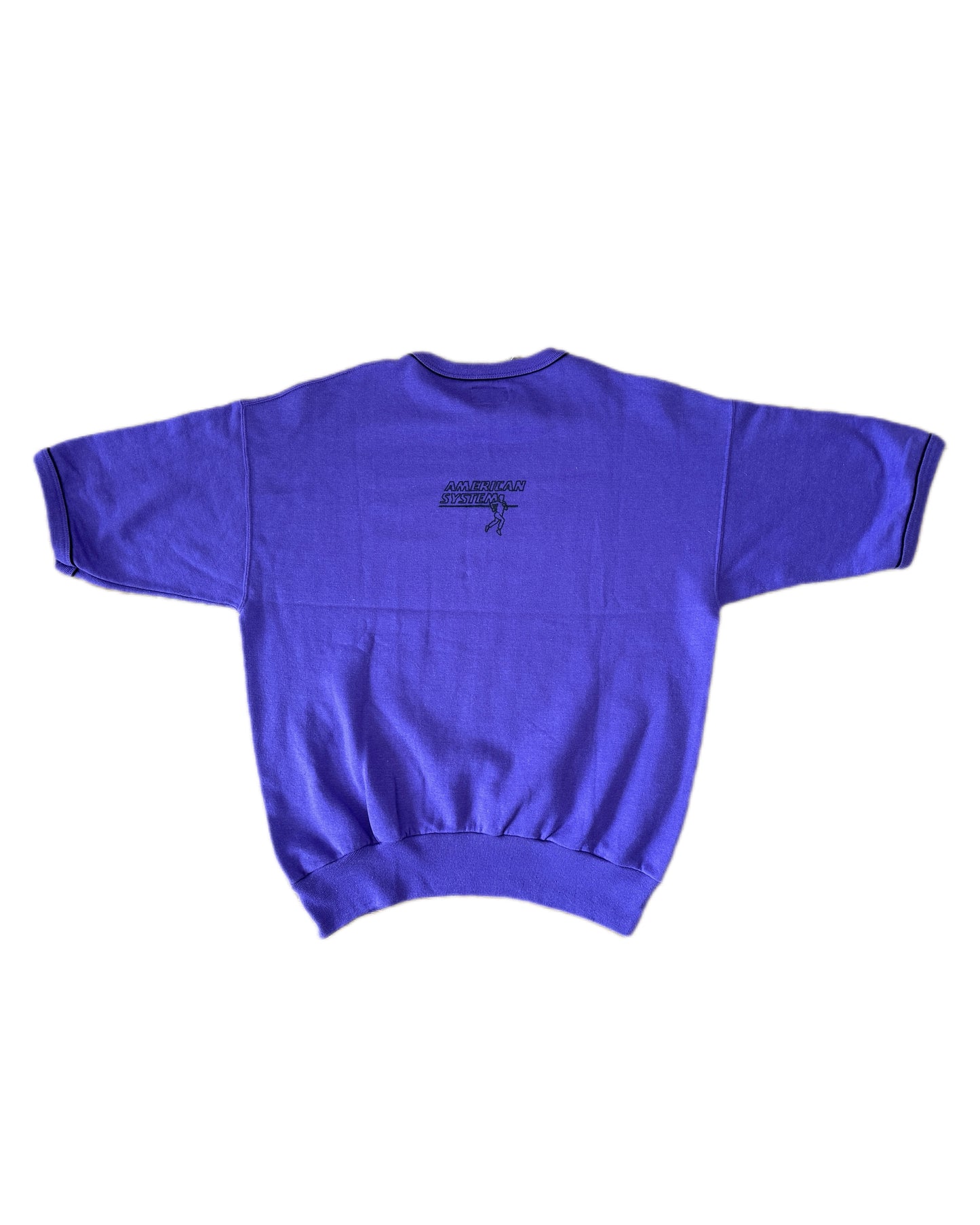 American System 1986 Vintage Shortsleeve Purple Sweatshirt - XL - Made in Italy