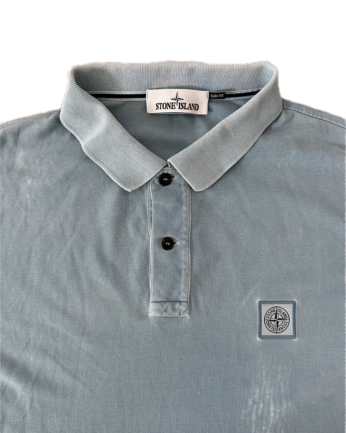 Stone Island 2022 Patch Program Old Treatment Light Blue Polo Shirt - 3XL