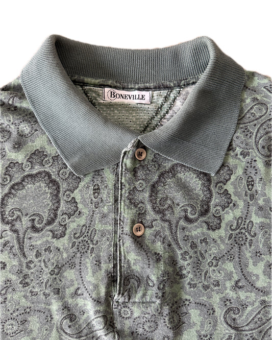 Boneville 80s Vintage Floral Polo Shirt - XL - Made in Italy