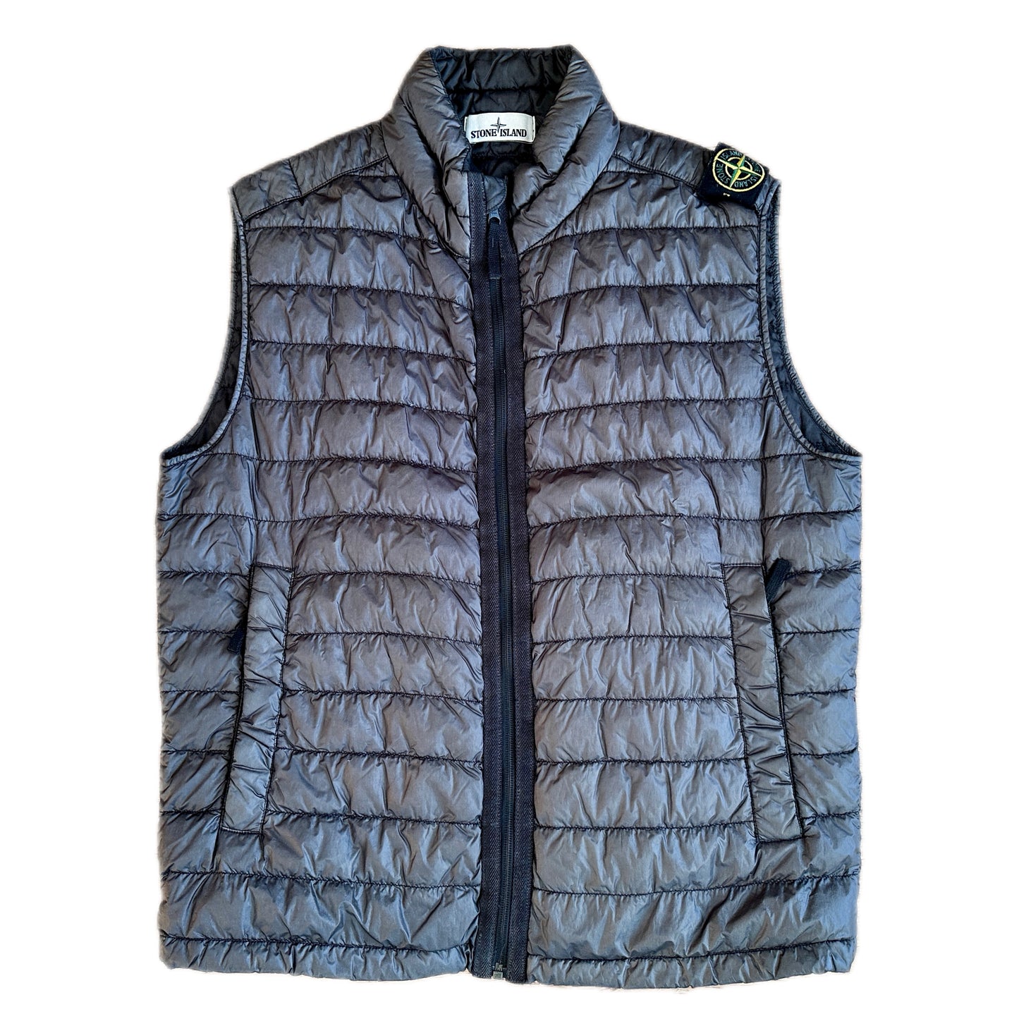 Stone Island 2014 Garment Dyed Shoulder Badge Down Vest - L