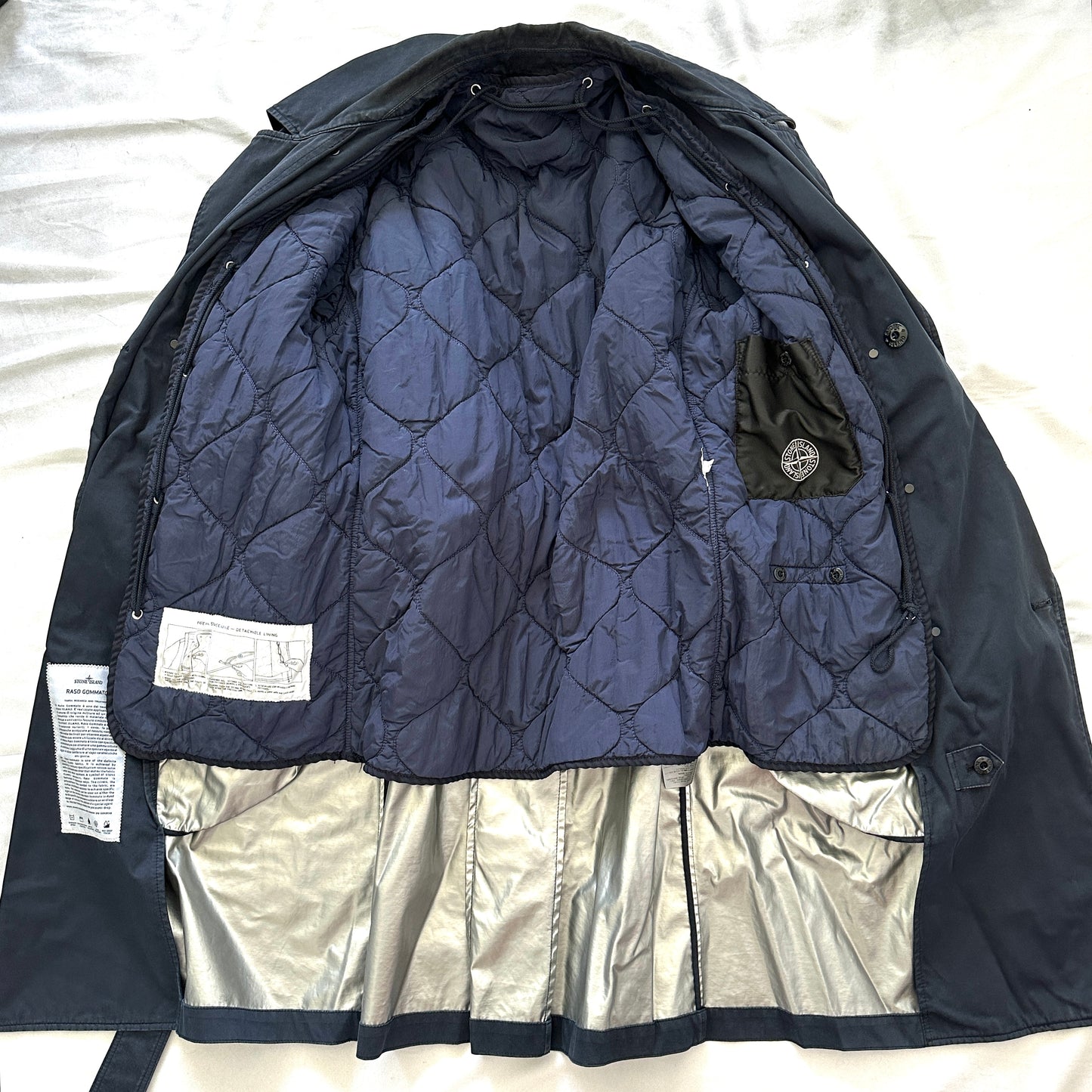 Stone Island 2015 Raso Gommato Trenchcoat w/ Dutch Rope Lining - L - Made in Italy