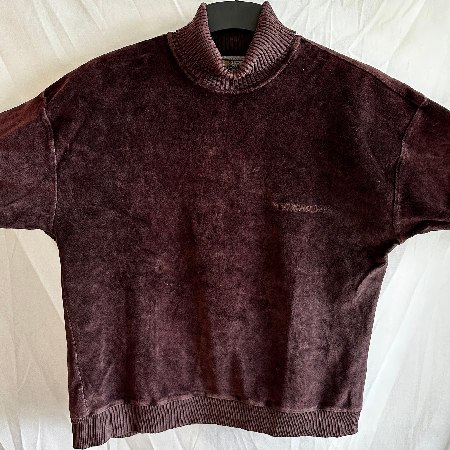 Armani Jeans Vintage 90s Turtleneck Terrycloth Sweatshirt- M - Made in Italy