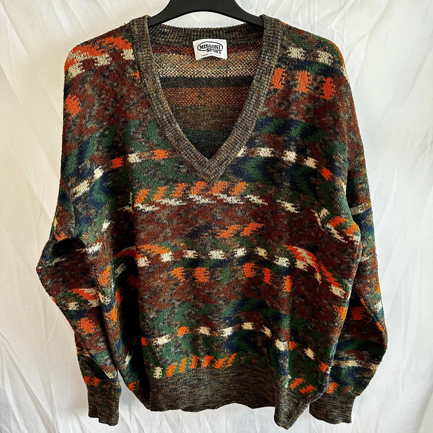 Missoni Sport Vintage 80s V-Neck Sweater - L - Made in Italy