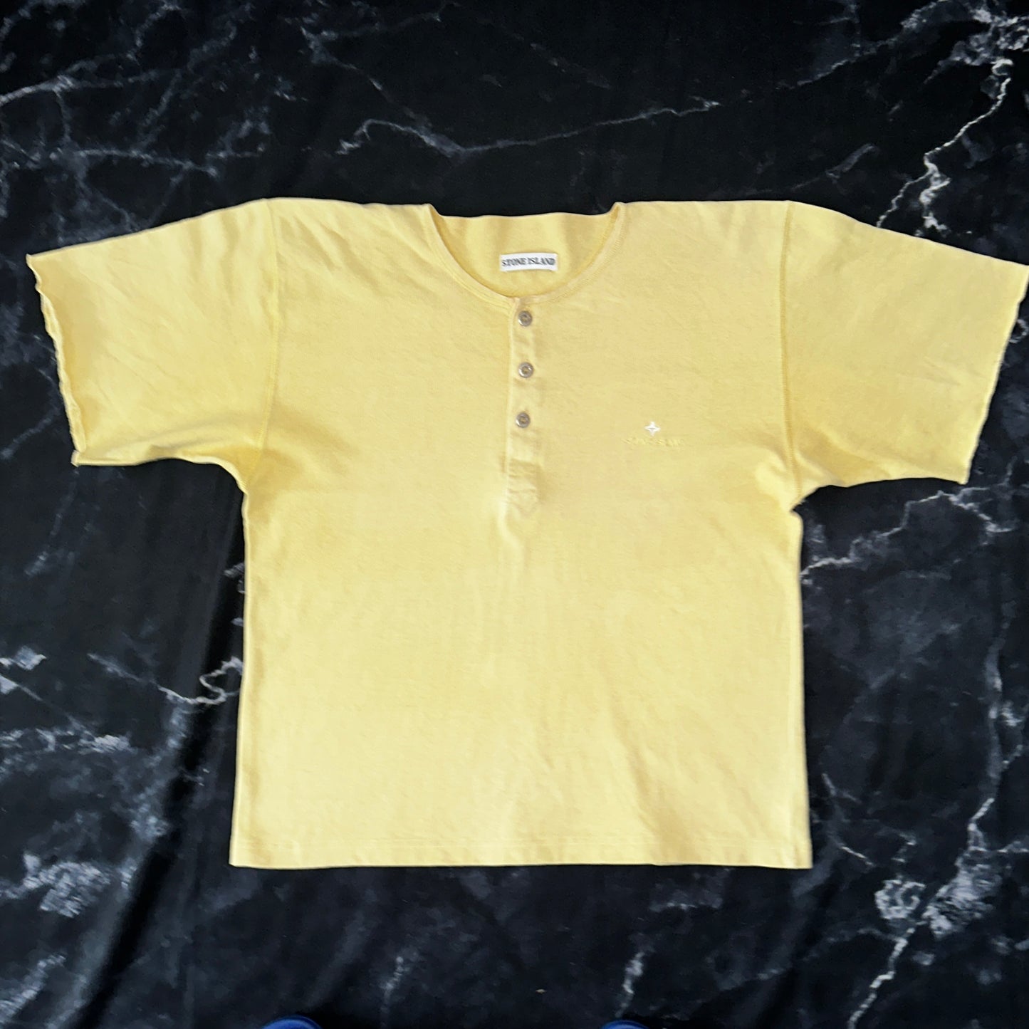 Stone Island Vintage 80s Metal Button Henley T-Shirt - M - Made in Italy
