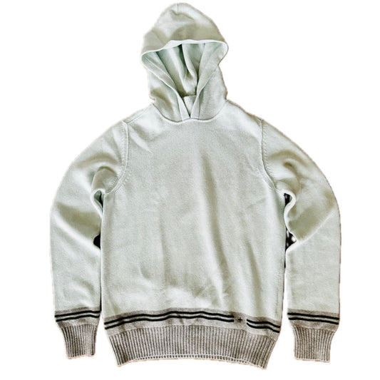 Stone Island 2021 Stelina Lambswool w/ striped Motif Embroidery Hooded Knit Sweater - M - Made in Italy