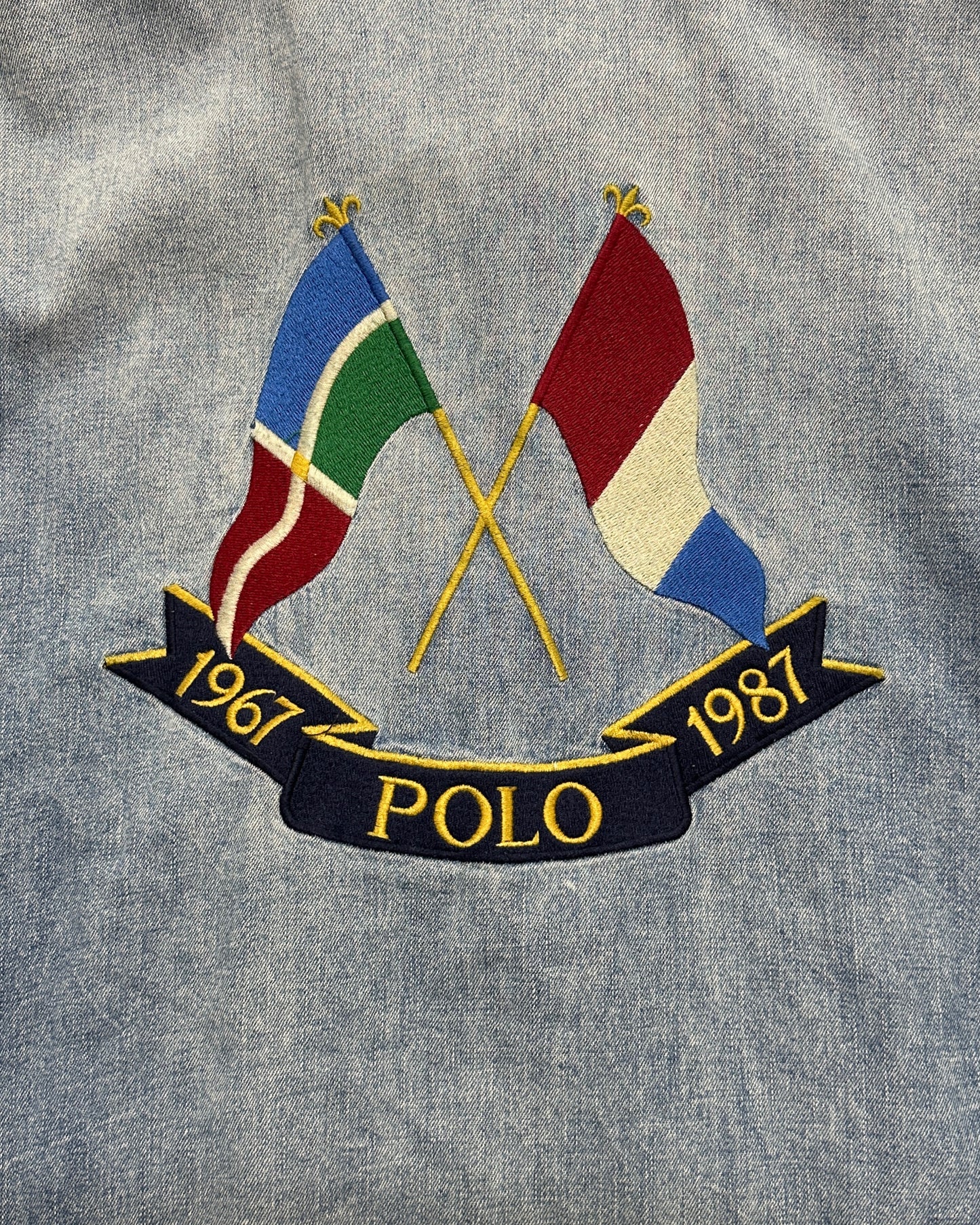 Polo Ralph Lauren Cross Flags 1987 Denim Zip Jacket -  L