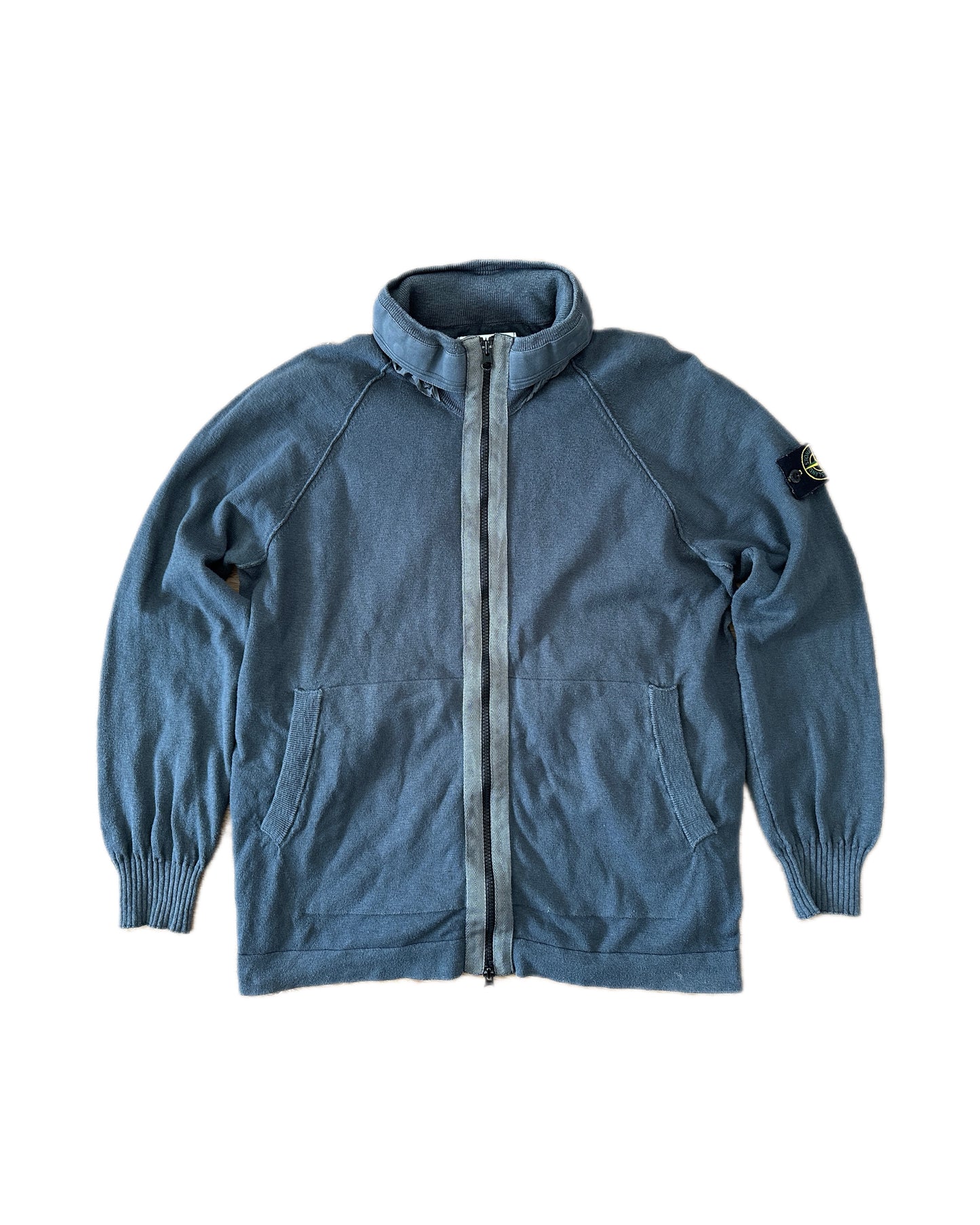 Stone Island Cotton Knit Zip Jacket with Nylon Metal Hood -  XL (fits L)