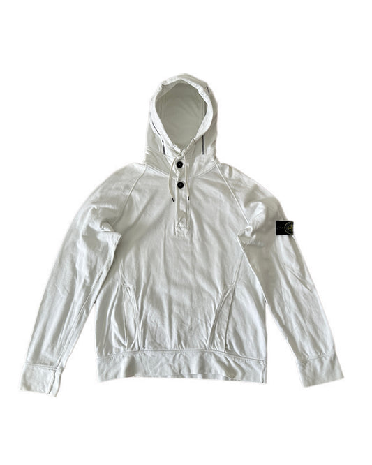 Stone Island 2009 White Hooded Sweatshirt - L - Made in Portugal 