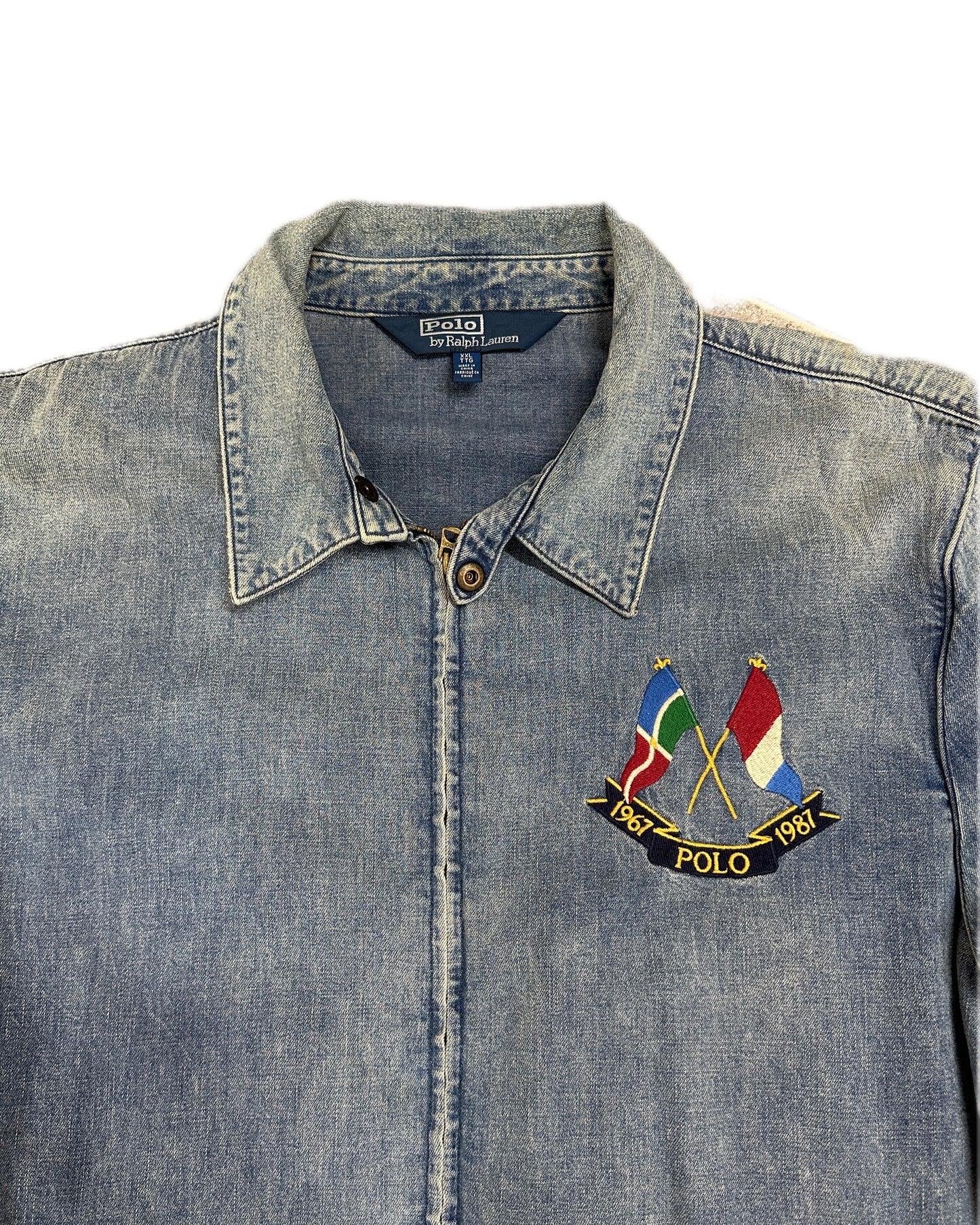 Polo Ralph Lauren Cross Flags 1987 Denim Zip Jacket - XXL